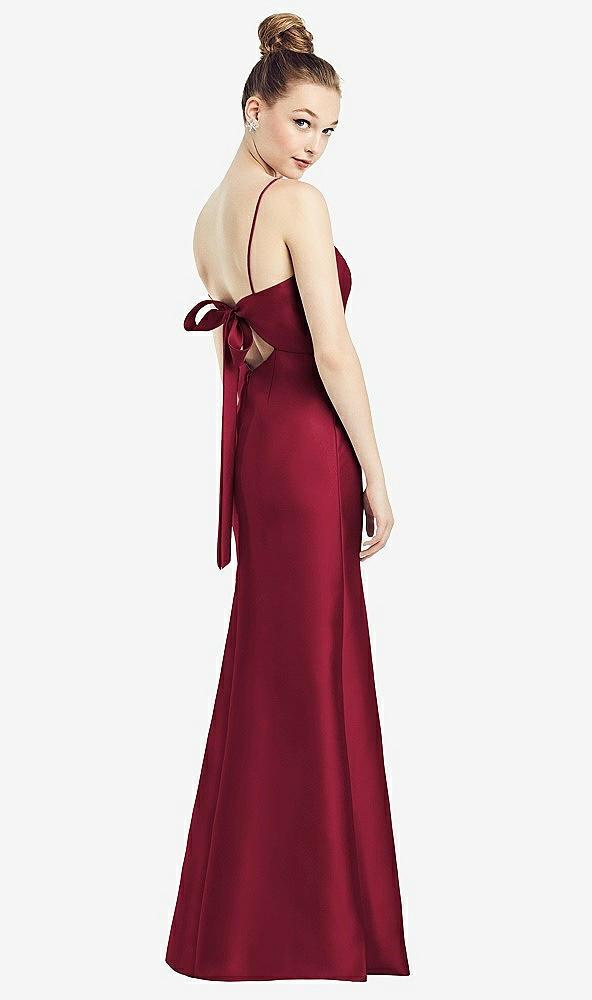 open-back bow tie satin trumpet gown