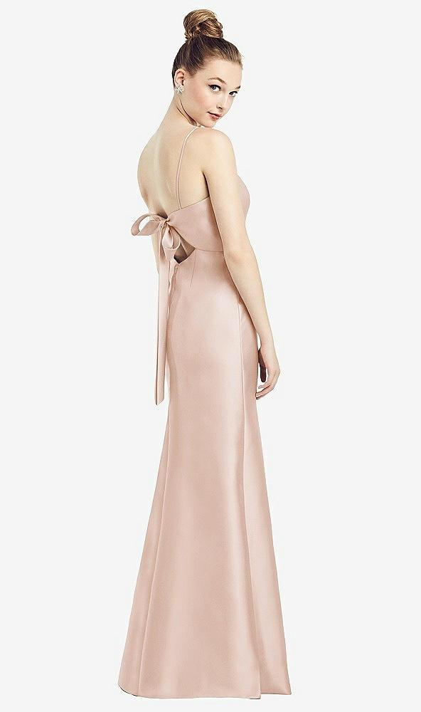 open-back bow tie satin trumpet gown