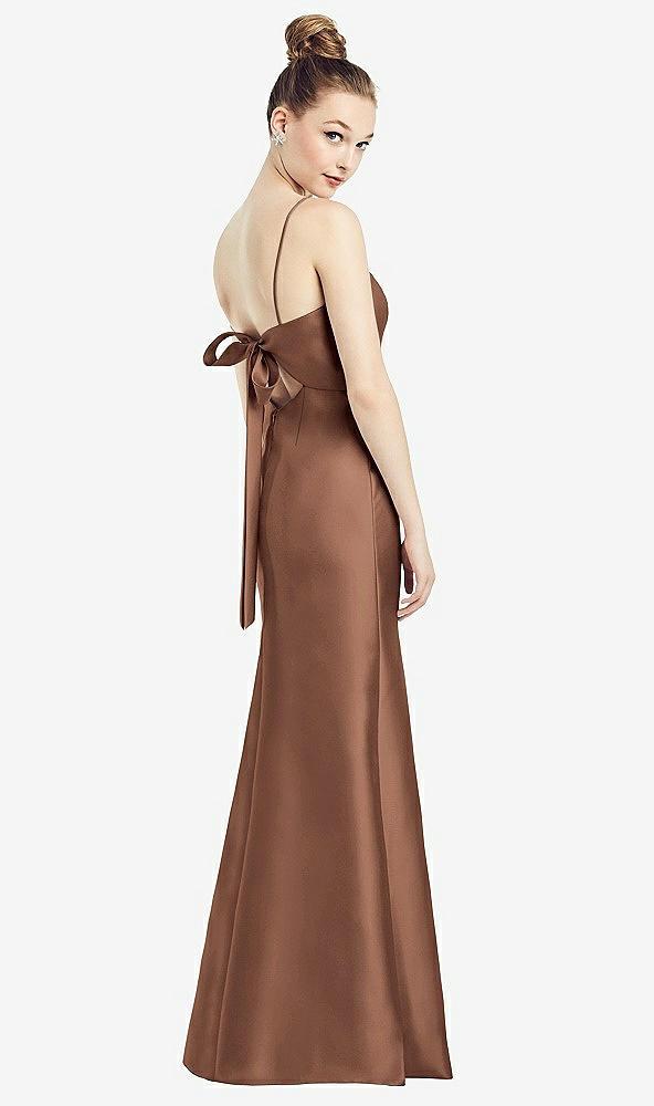open-back bow tie satin trumpet gown