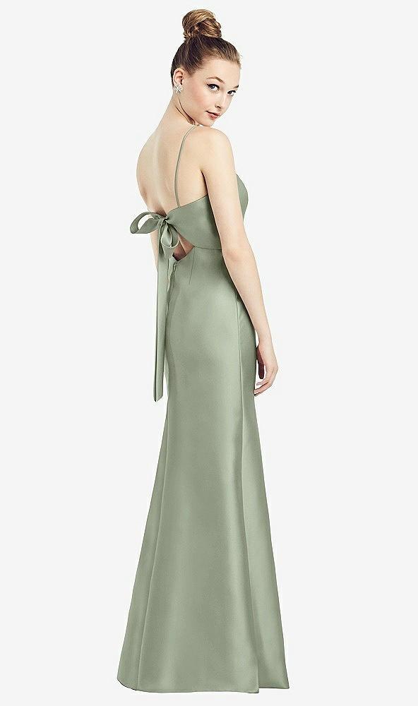 open-back bow tie satin trumpet gown