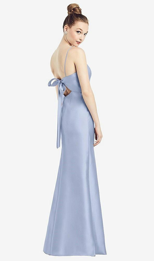 open-back bow tie satin trumpet gown