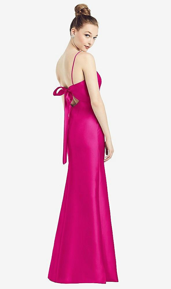 open-back bow tie satin trumpet gown