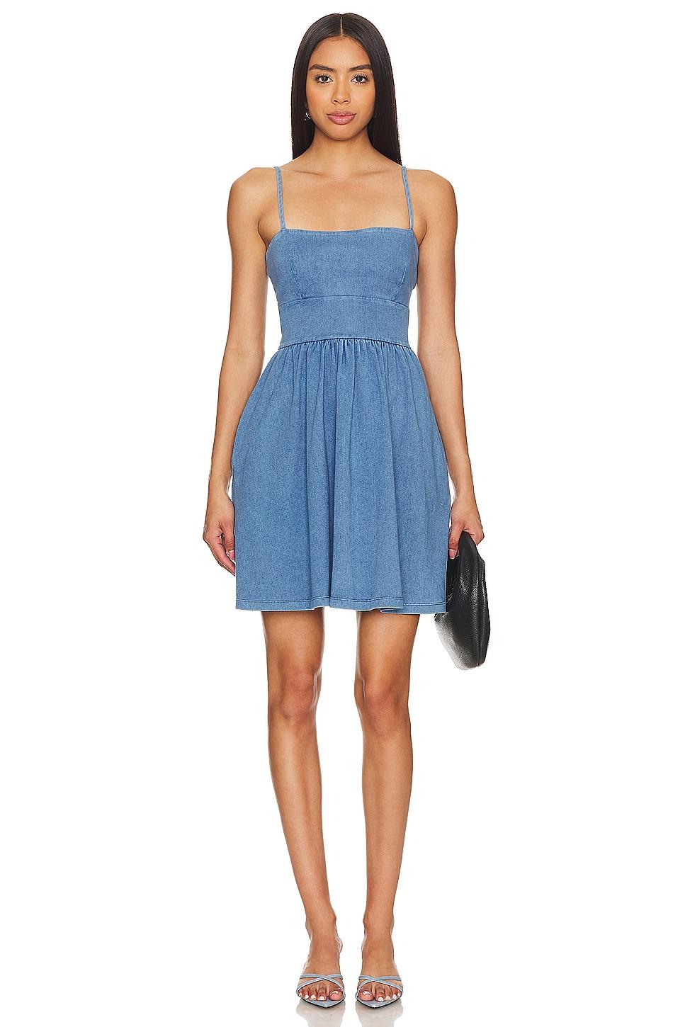 open back denim dress