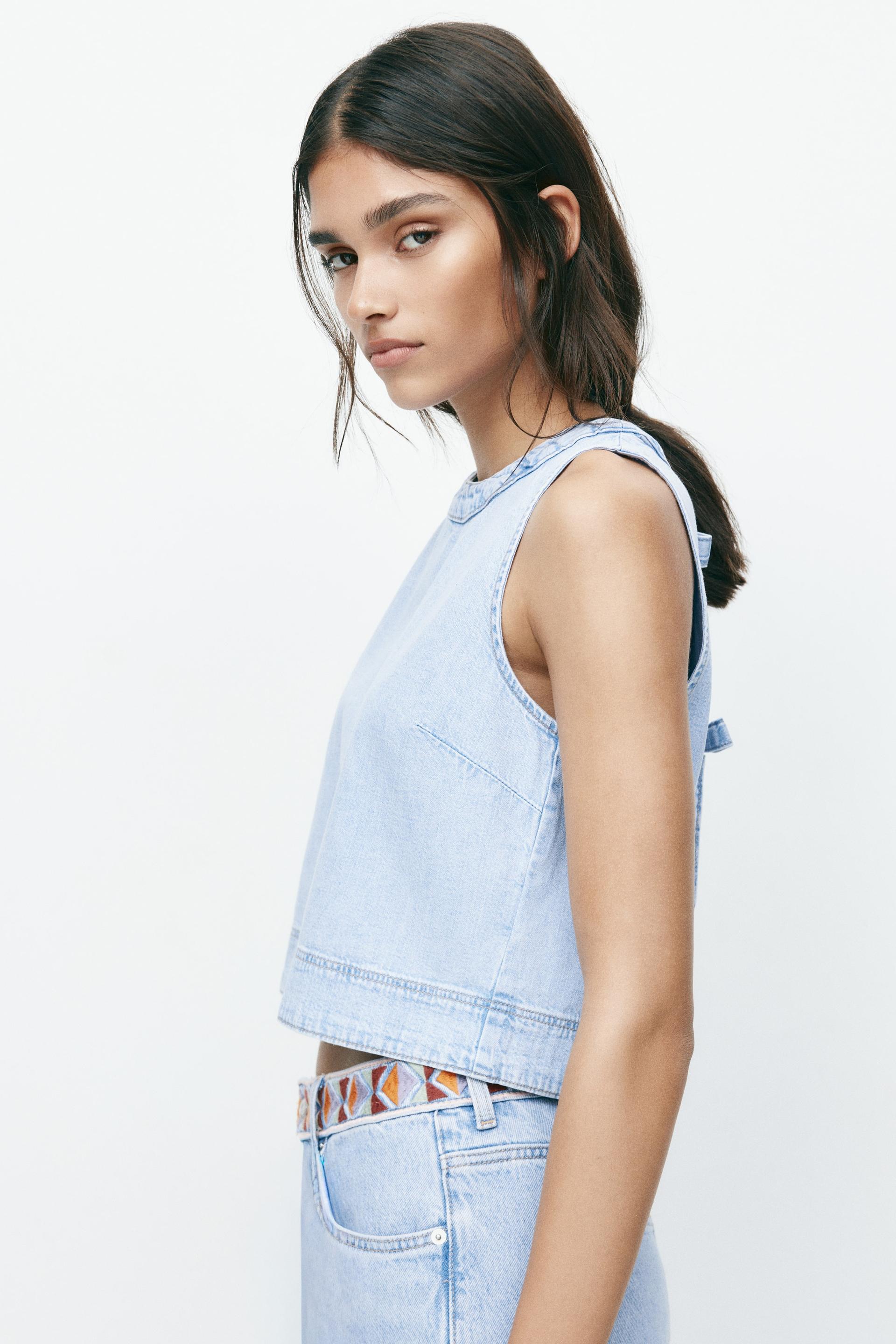 open-back denim top