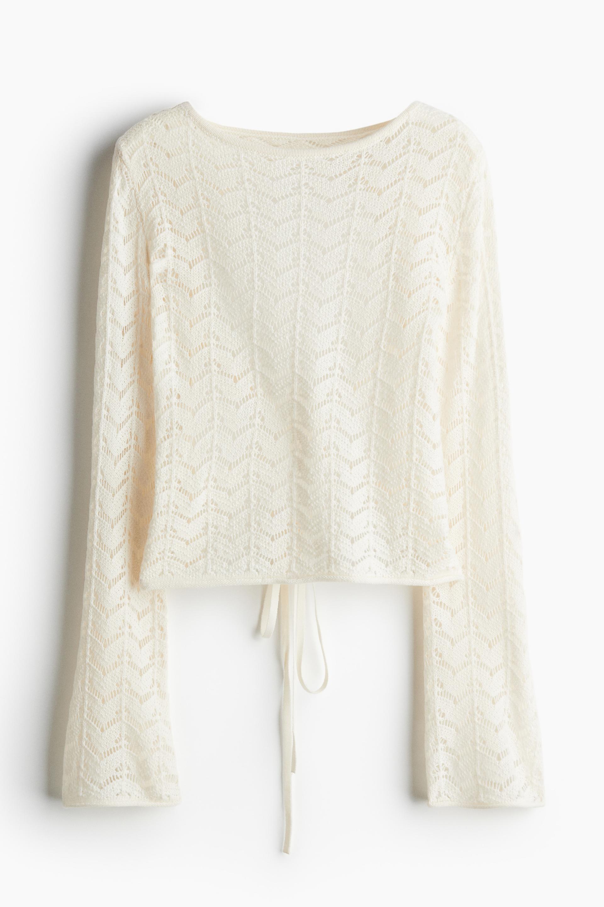 open-back pointelle-knit top