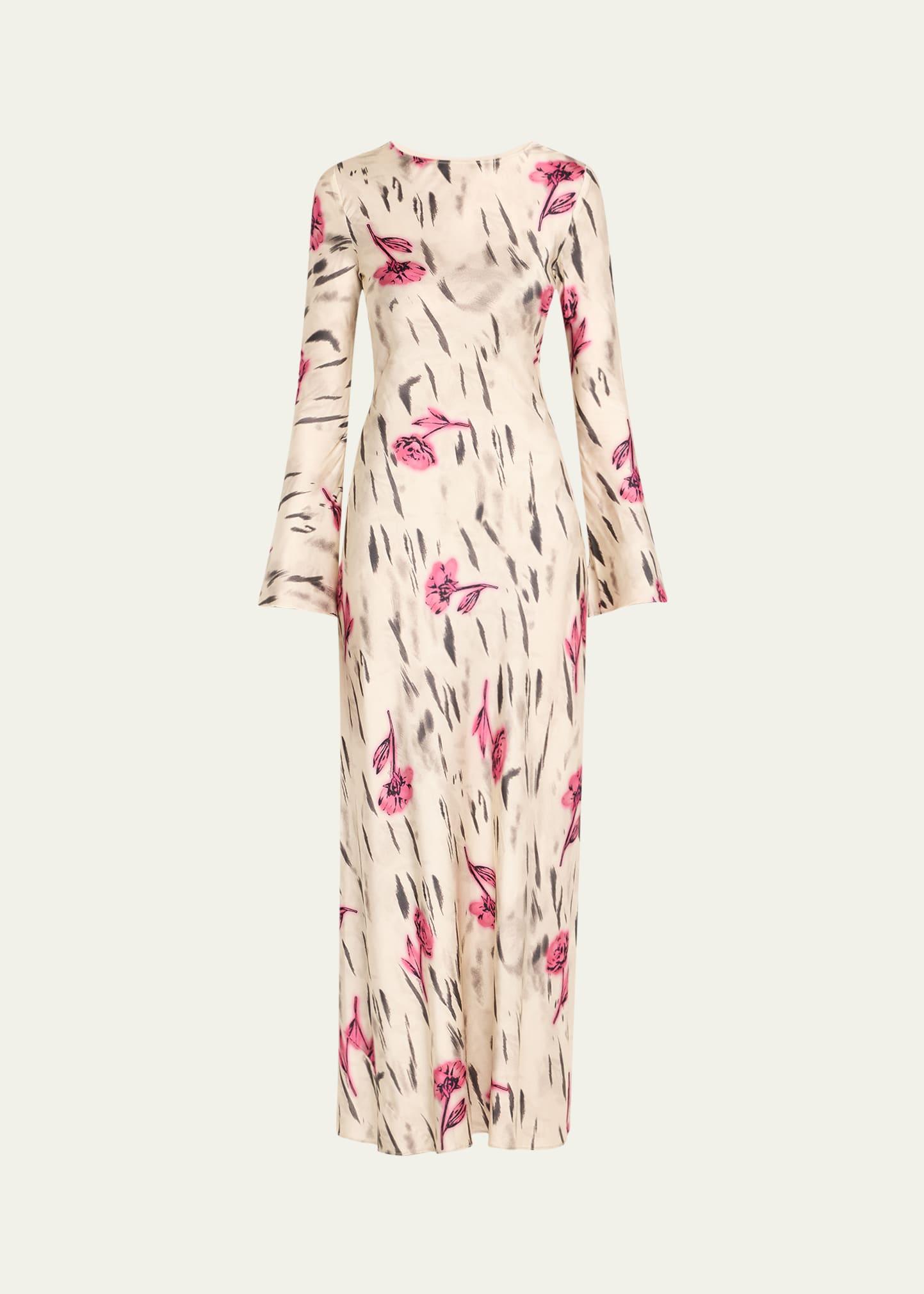 open-back stretch satin maxi dress