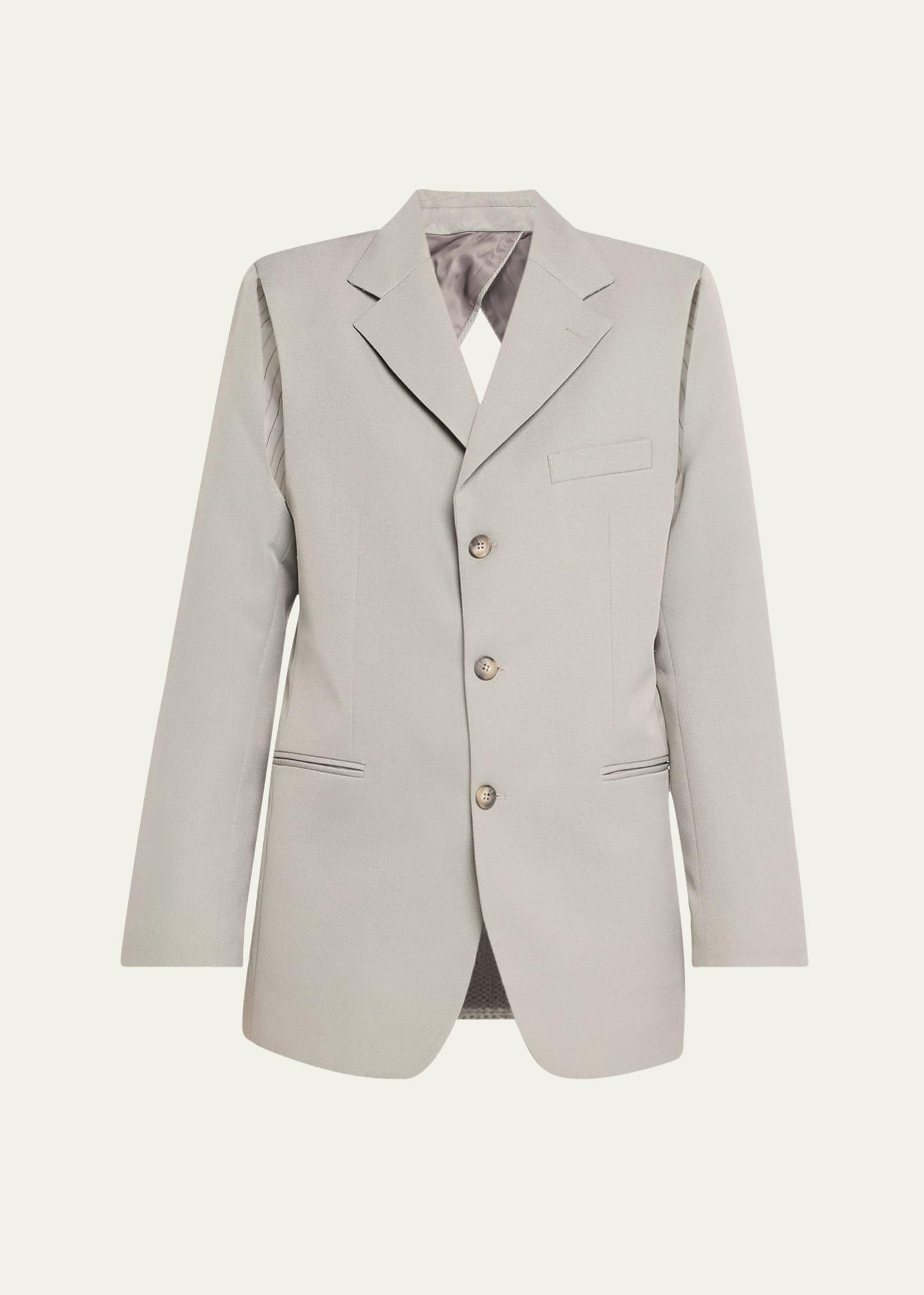 open back wool blazer