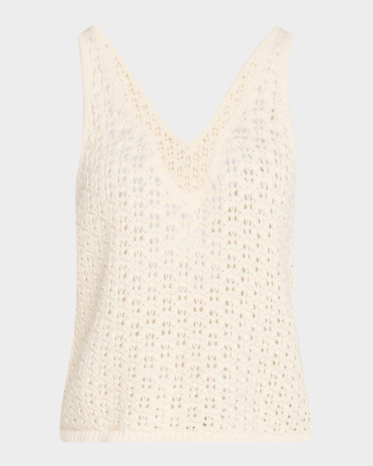 open crochet pima cotton tank