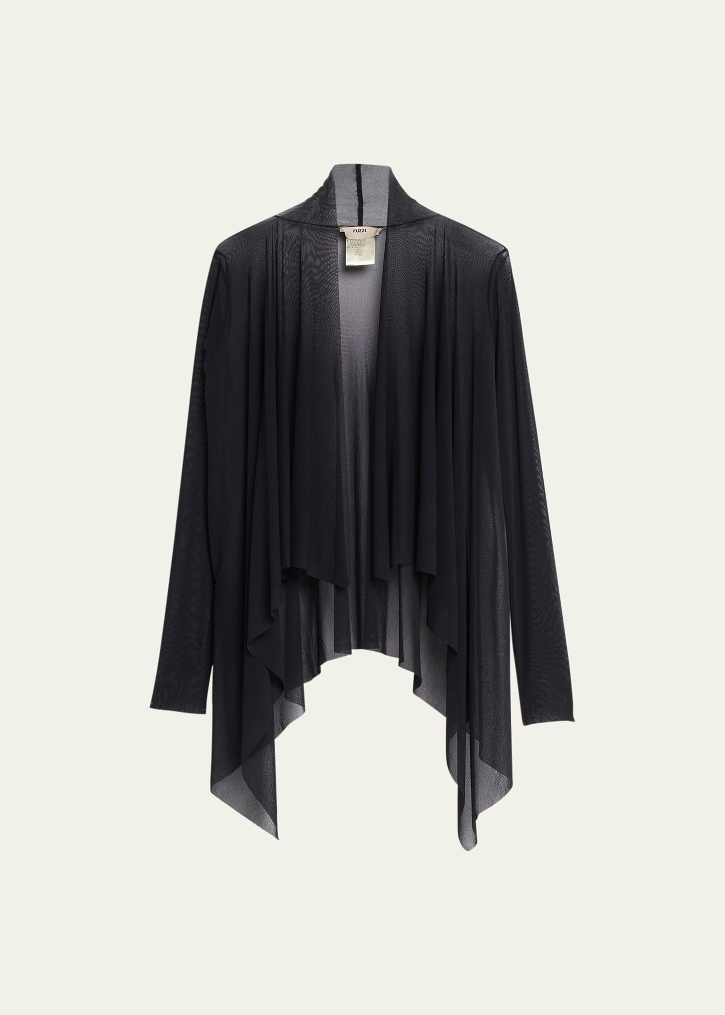 open-front tulle handkerchief cardigan