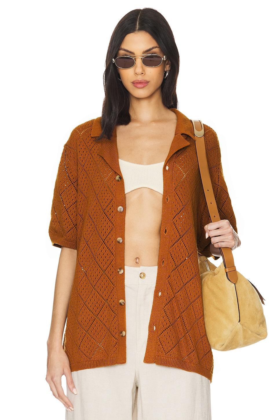 open knit camp shirt