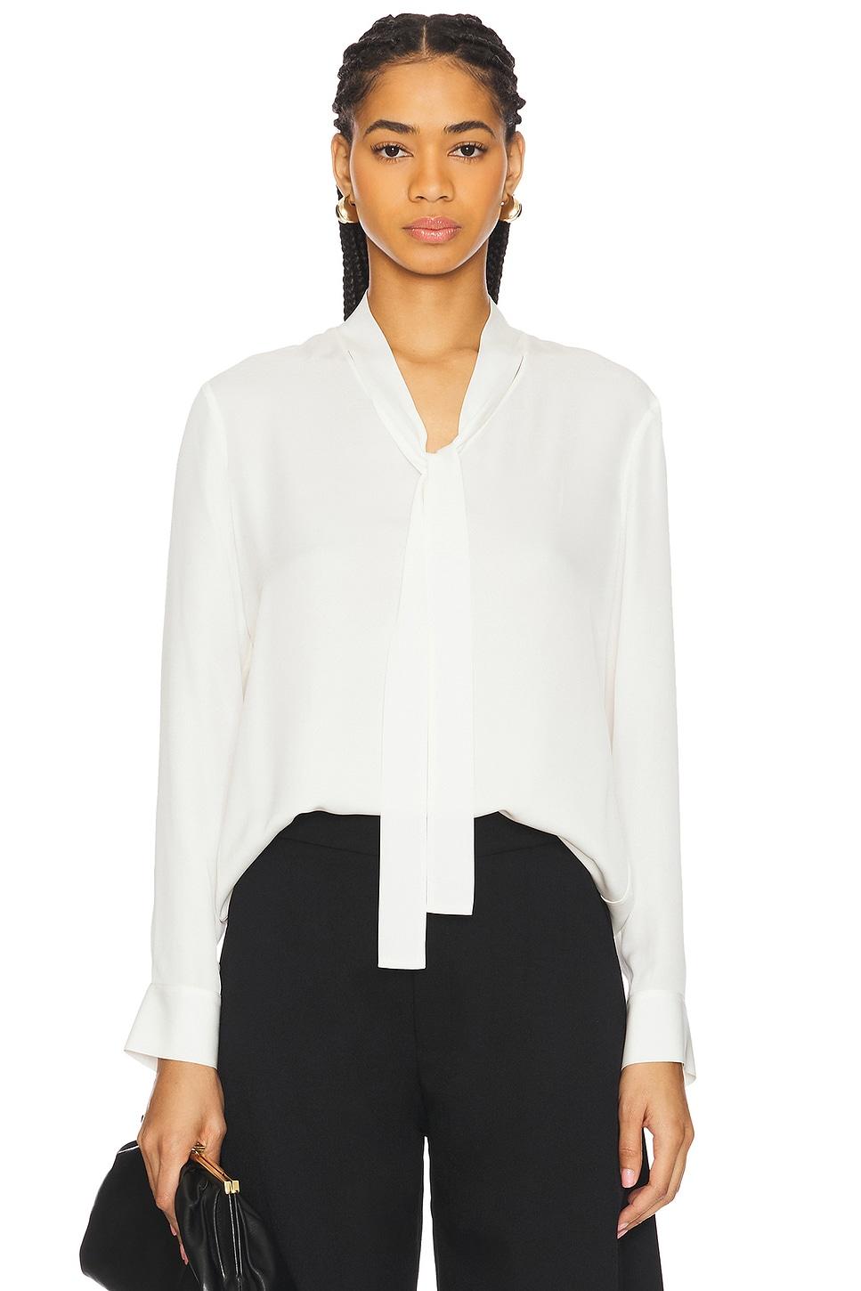 open neck tie blouse