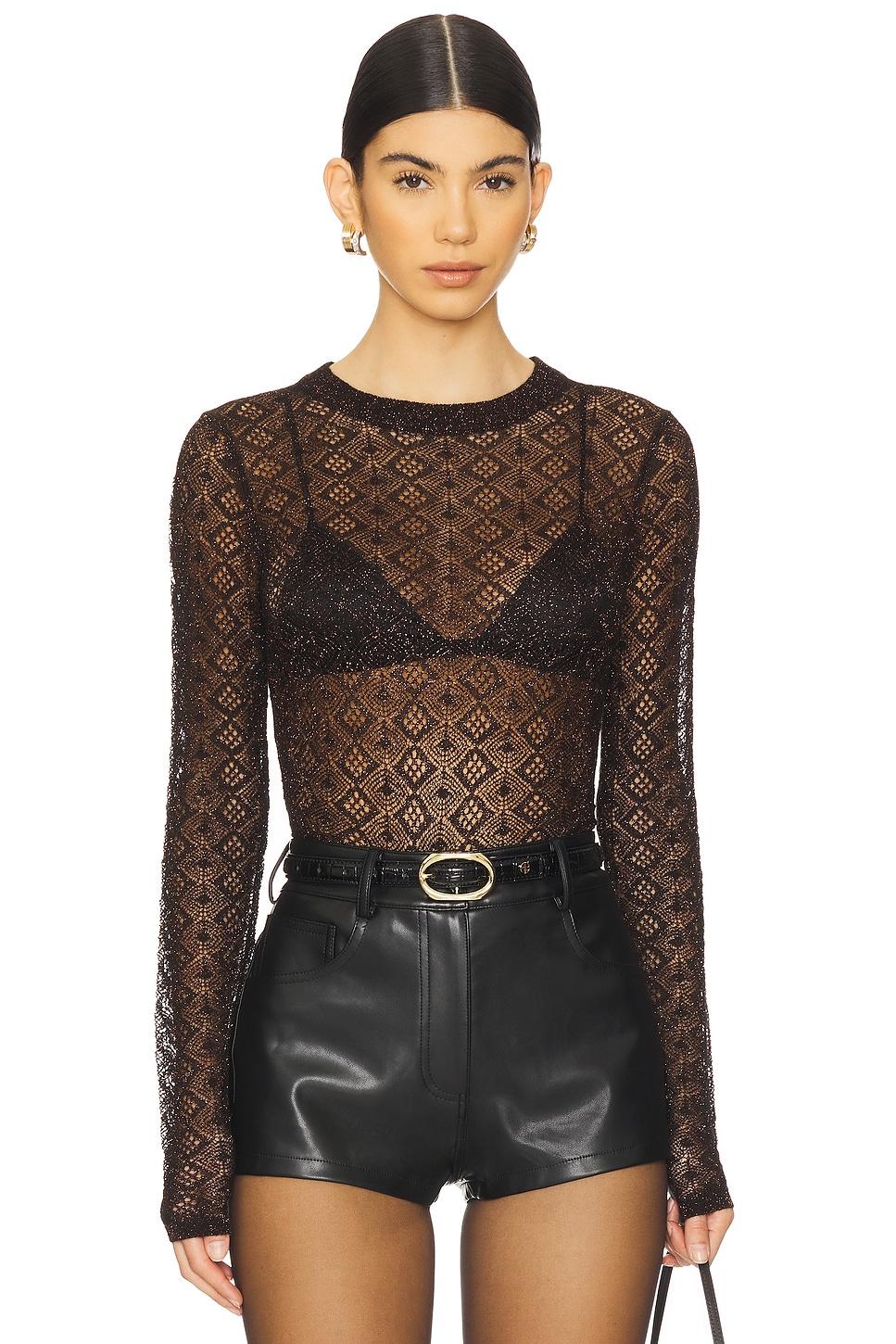 open pointelle crew neck tee