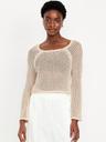 open-stitch cropped bouclé sweater