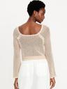open-stitch cropped bouclé sweater