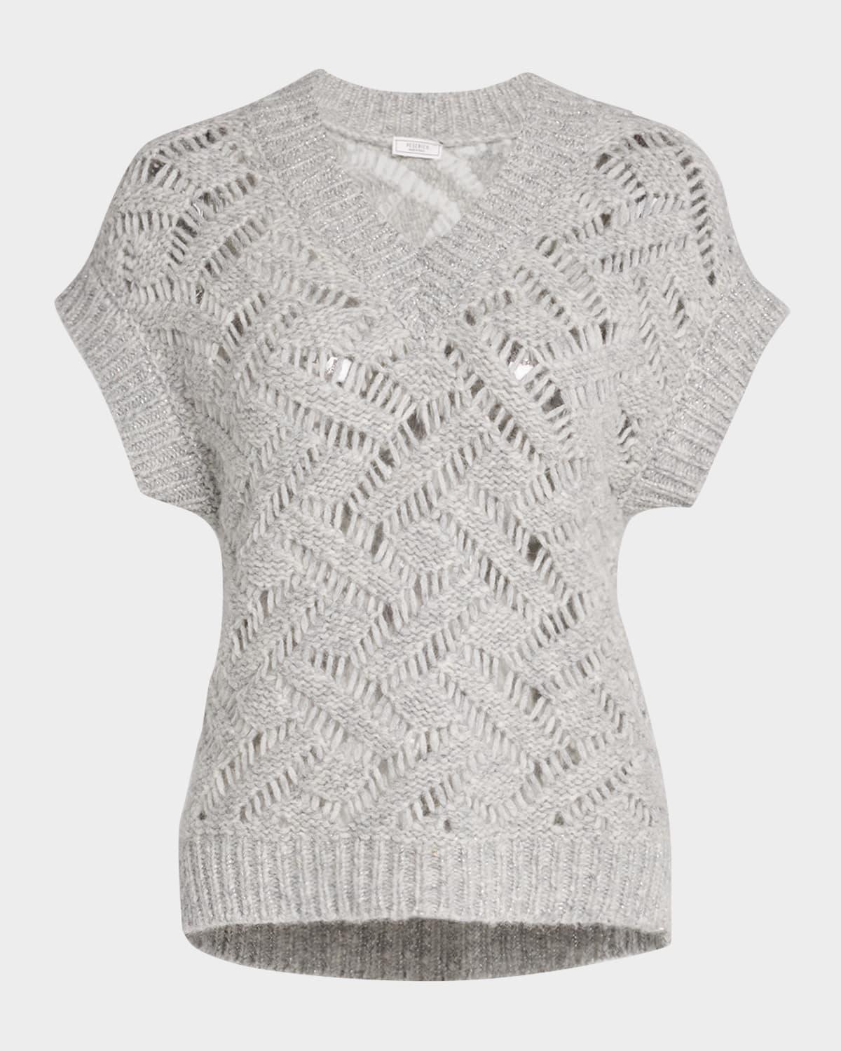 open-stitch knit vest