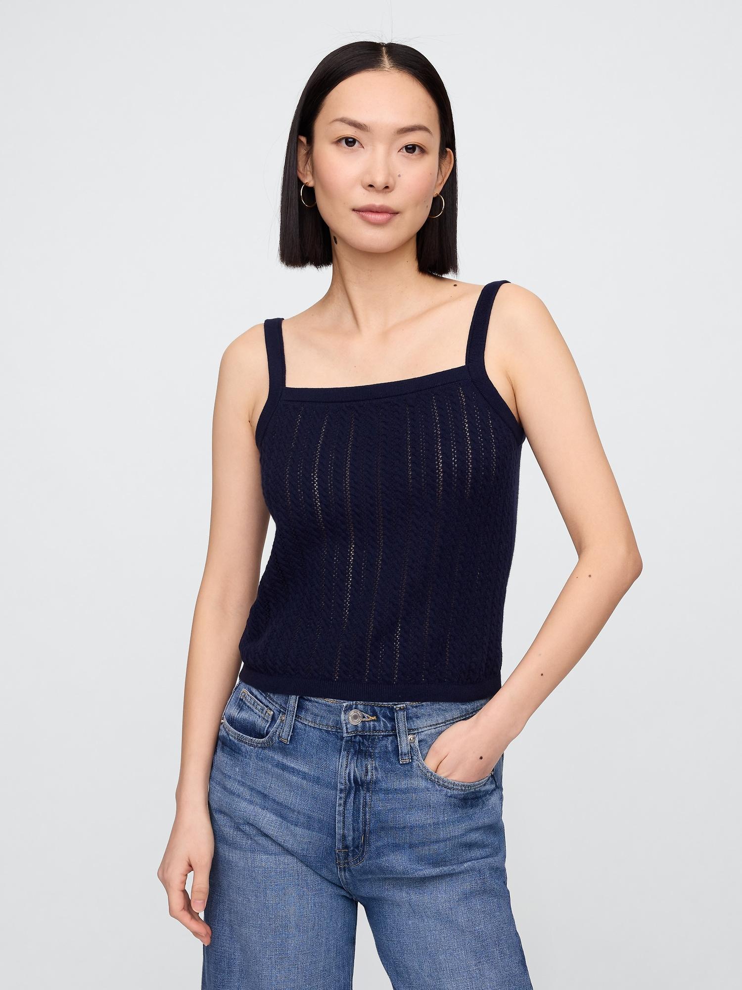 open-stitch sweater tank top