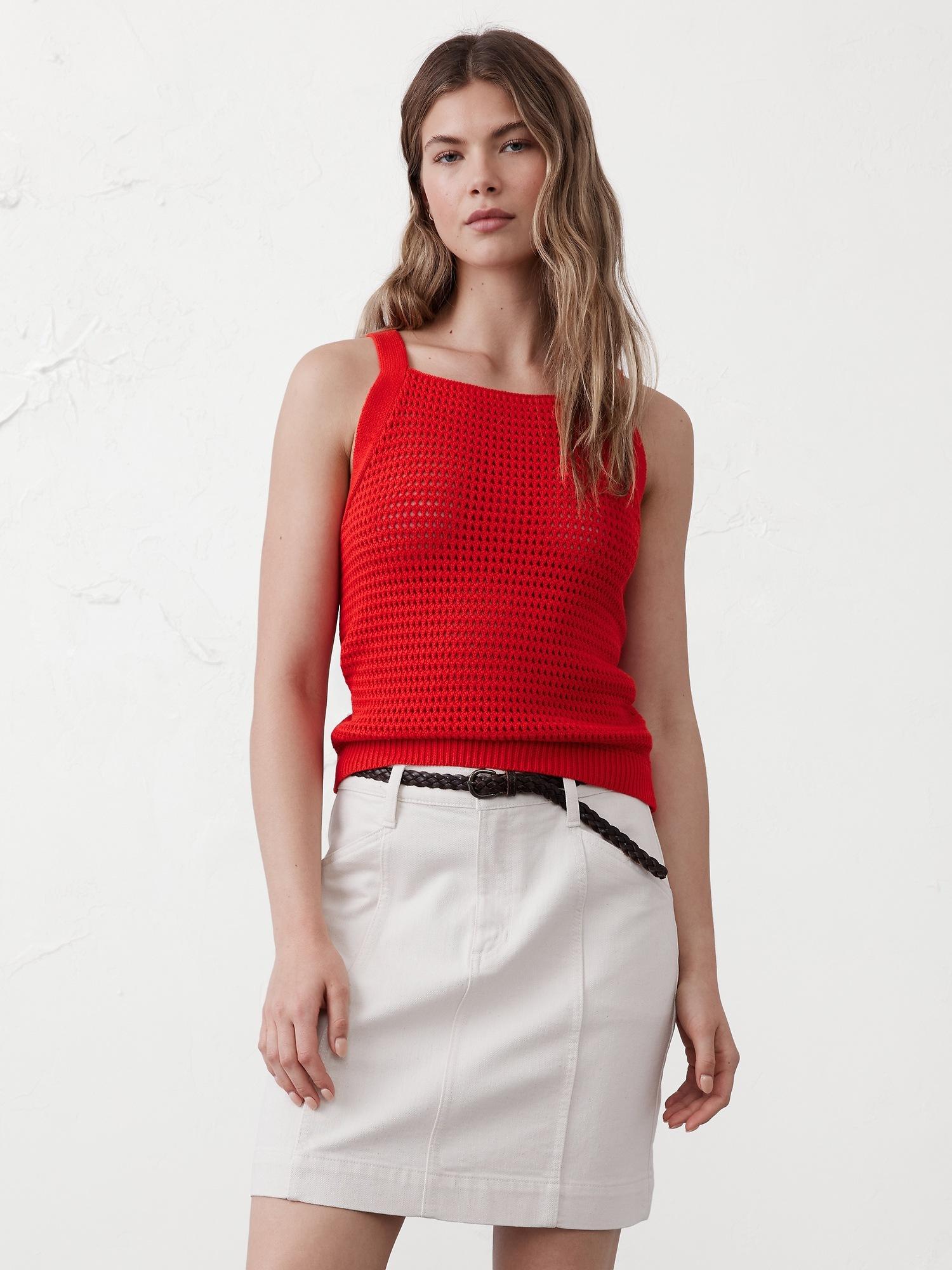 open stitch sweater tank