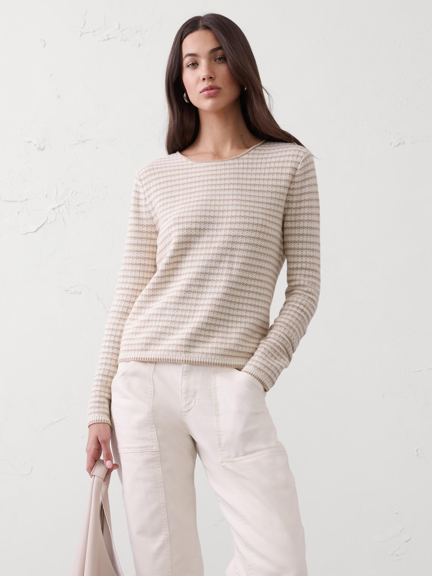 open stitch tie-back sweater