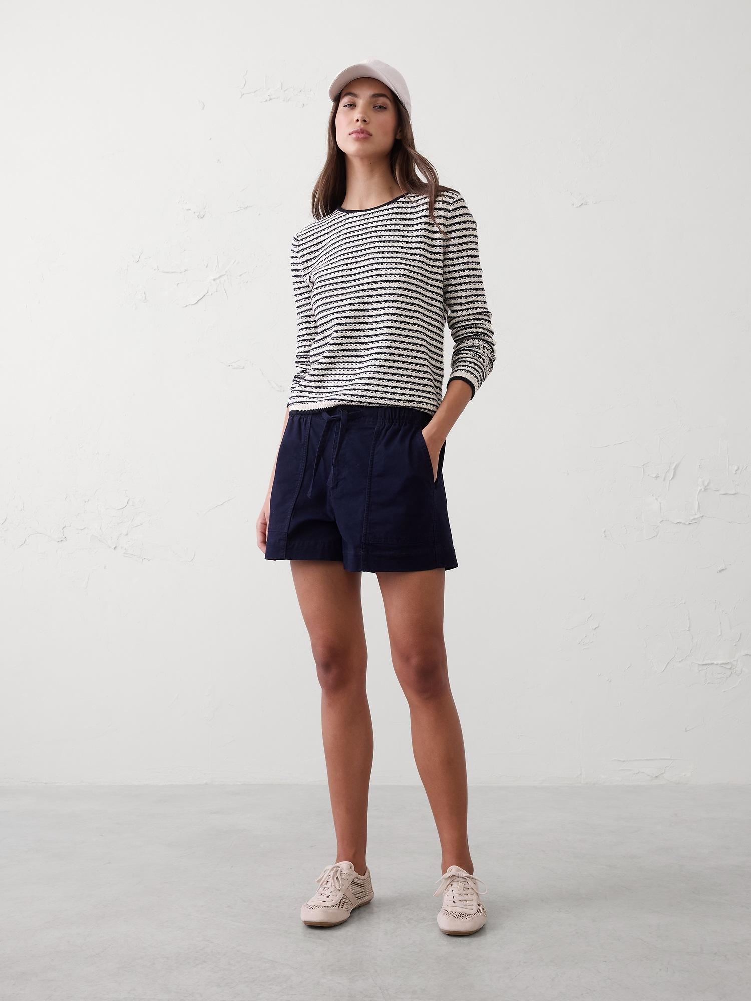 open stitch tie-back sweater