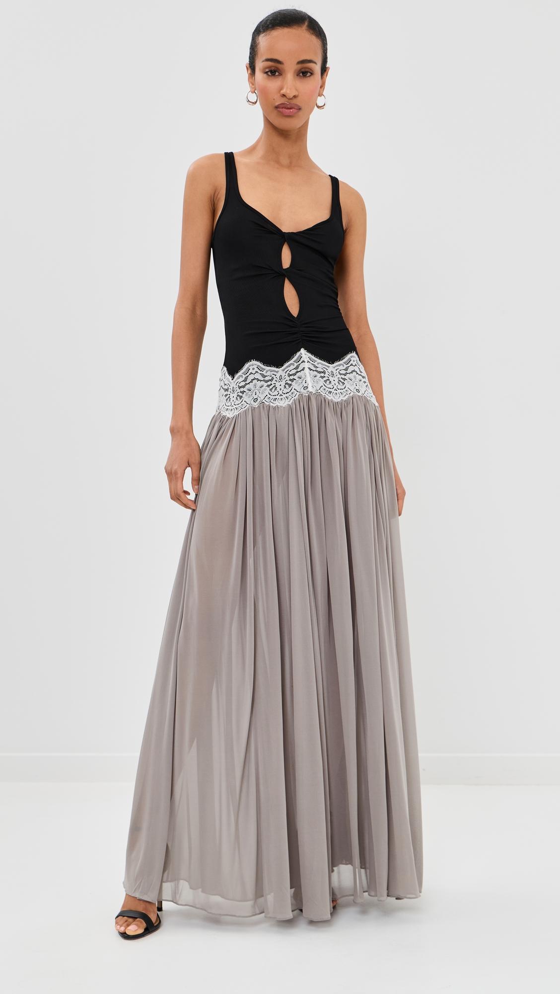 open twist verner lace tank dress