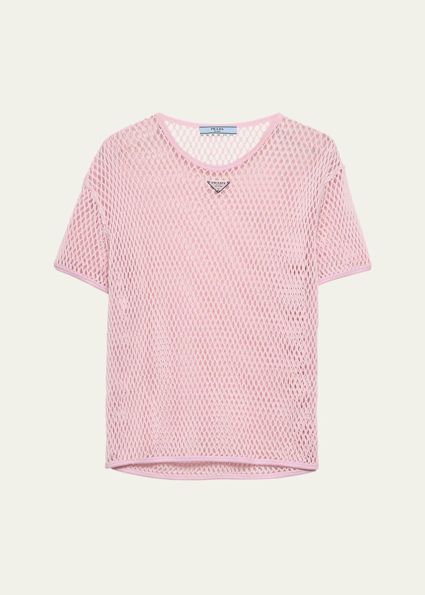 open weave short-sleeve top