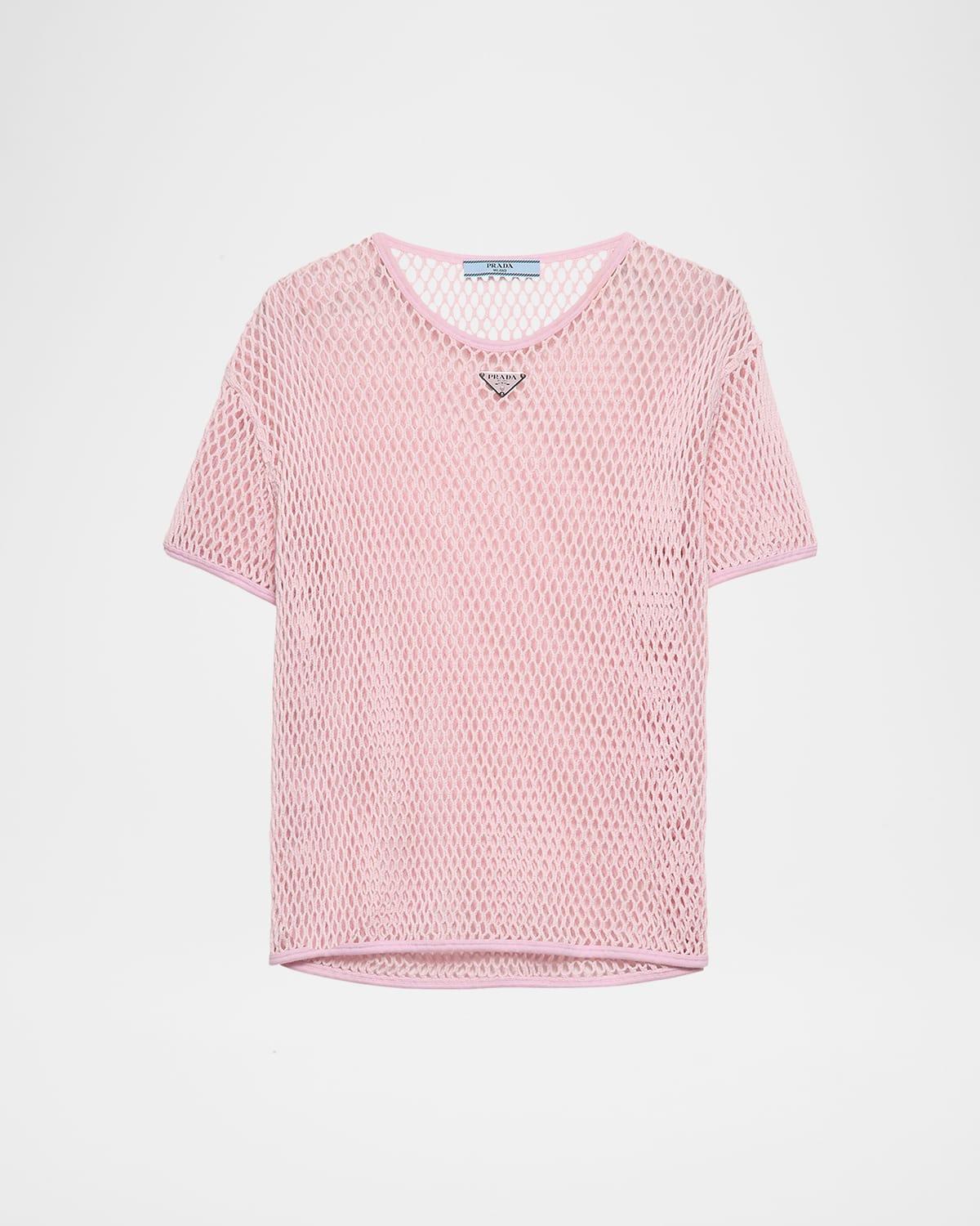 open weave short-sleeve top