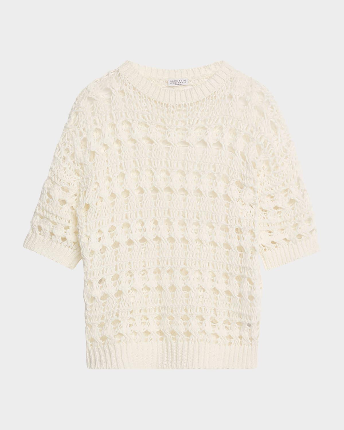 openwork knit cotton jute top