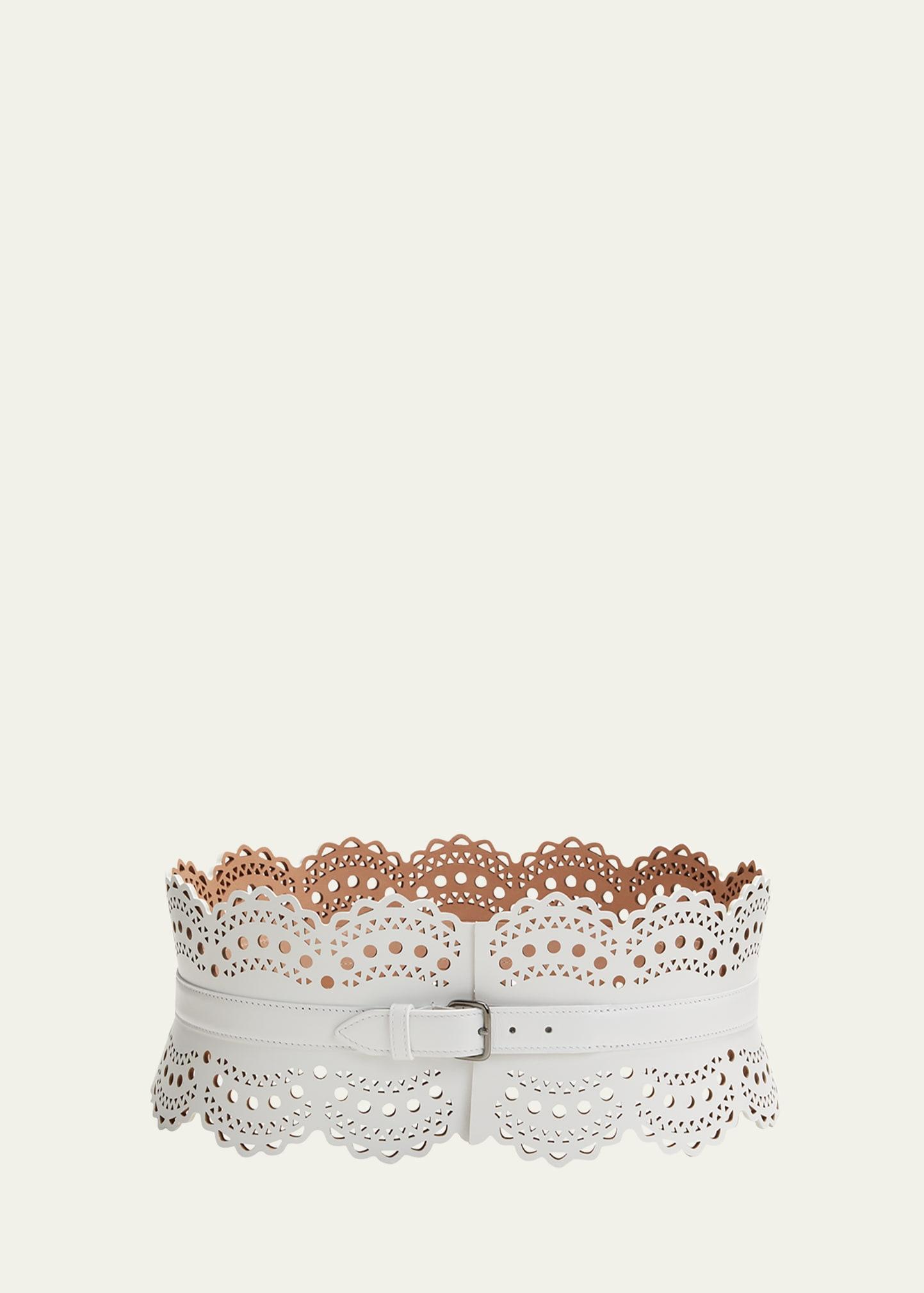 openwork wide leather vienne corset belt