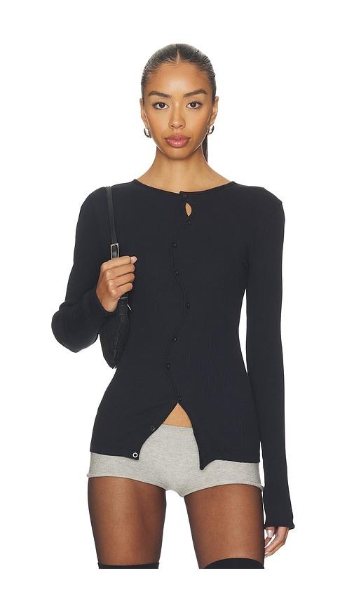 operasport claire seamless top in black.