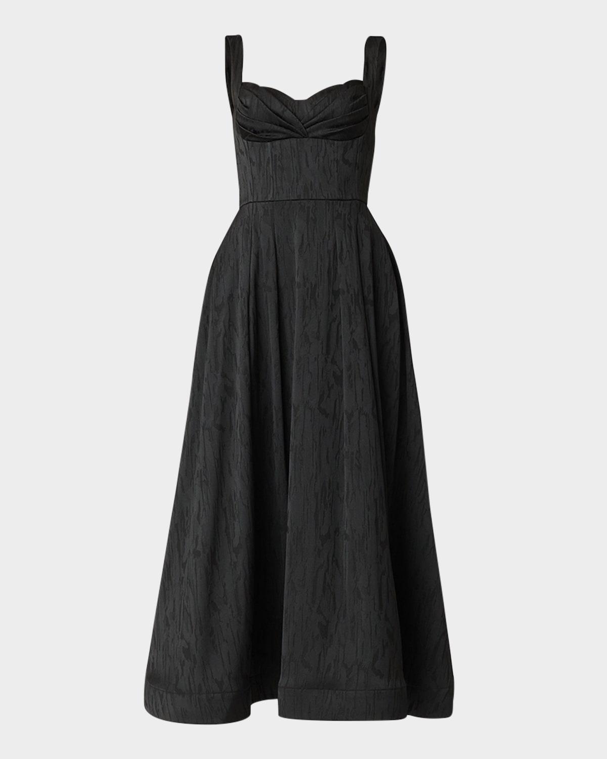 ophelia jacquard sweetheart midi dress