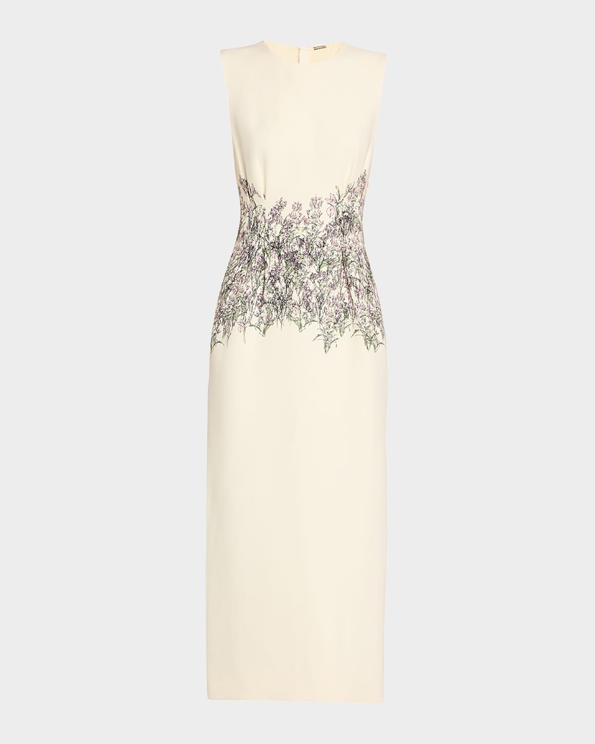 ophelia long printed wool dress