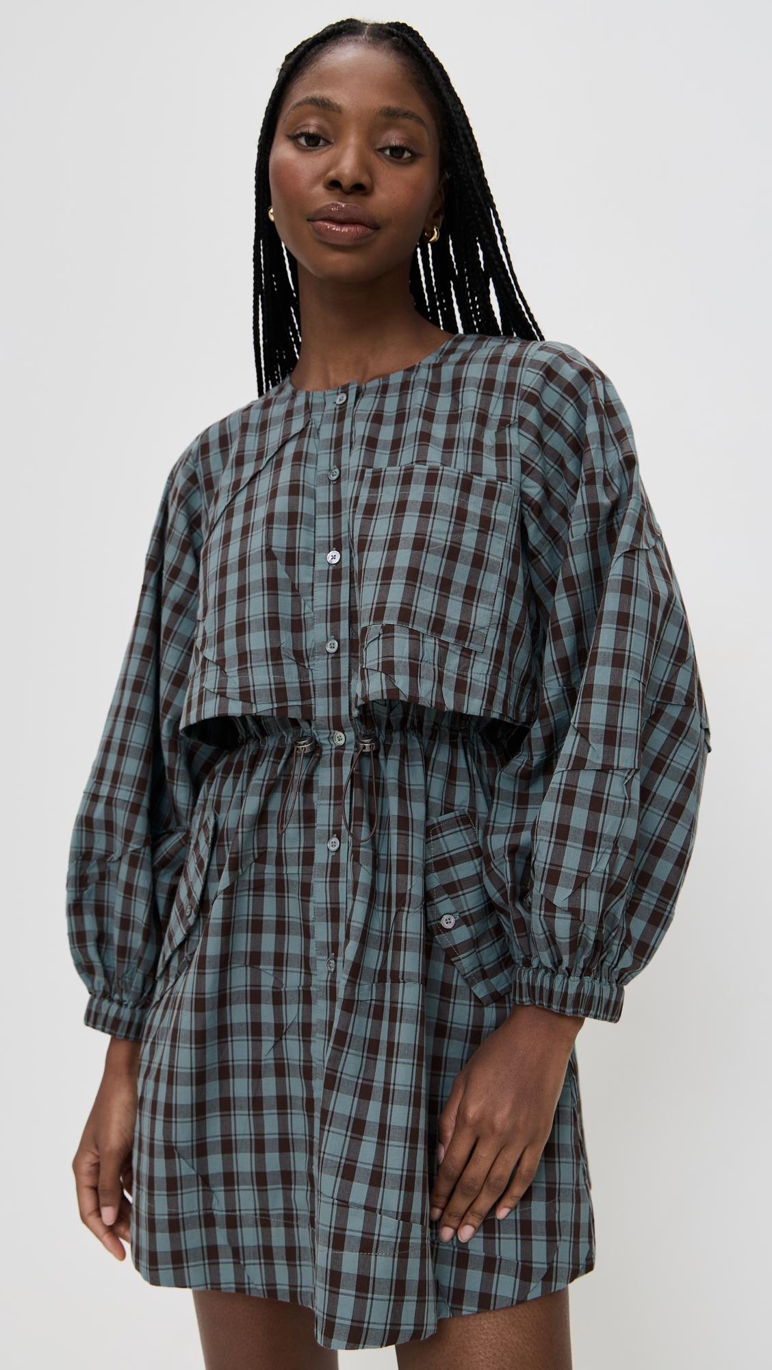 ophelia plaid long sleeve mini dress