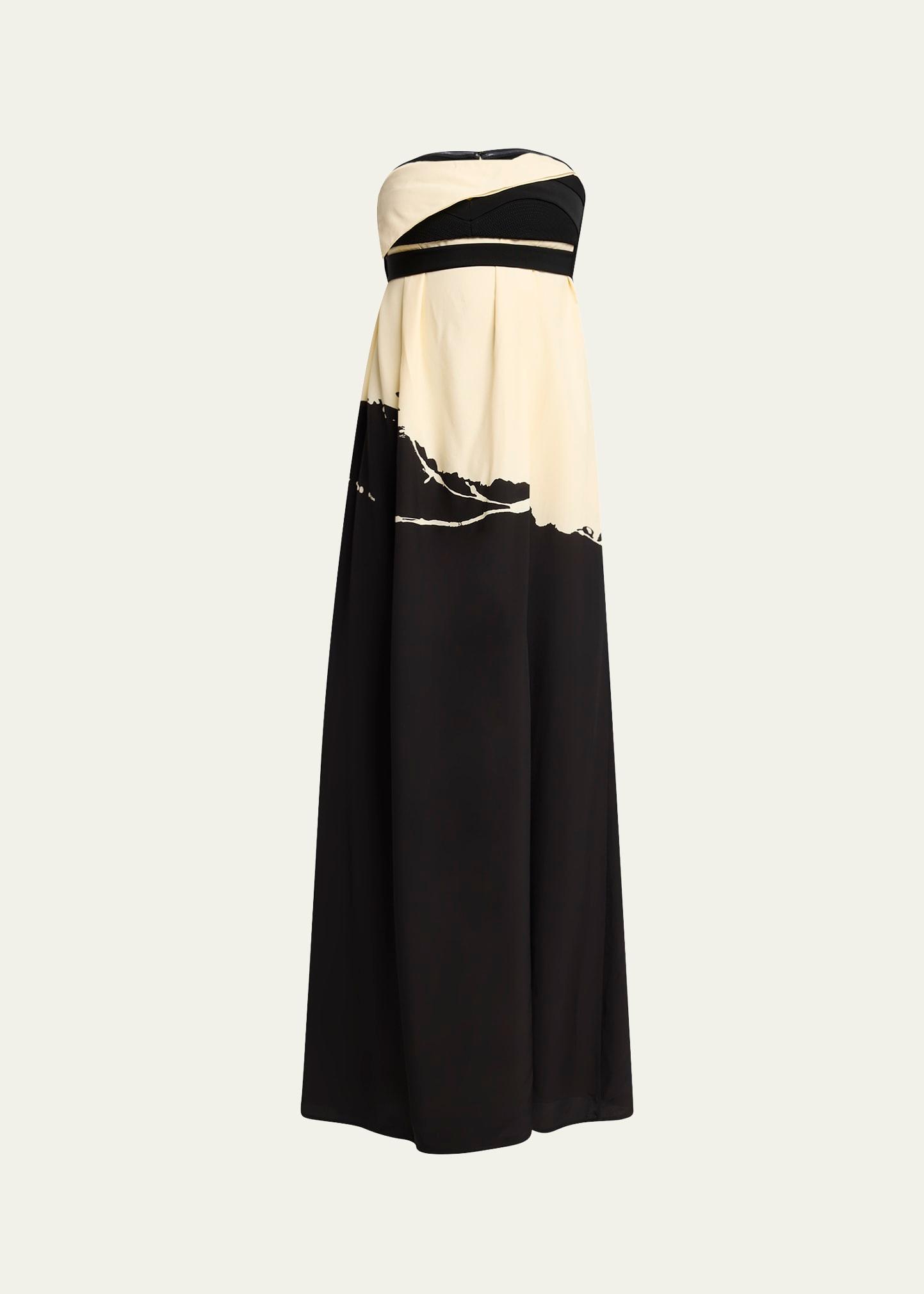 ophelia printed strapless marocaine dress
