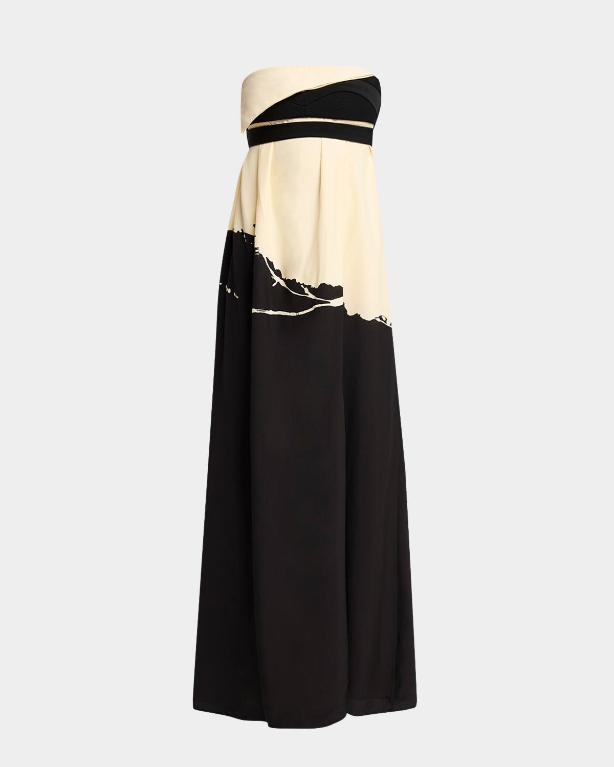 ophelia printed strapless marocaine dress