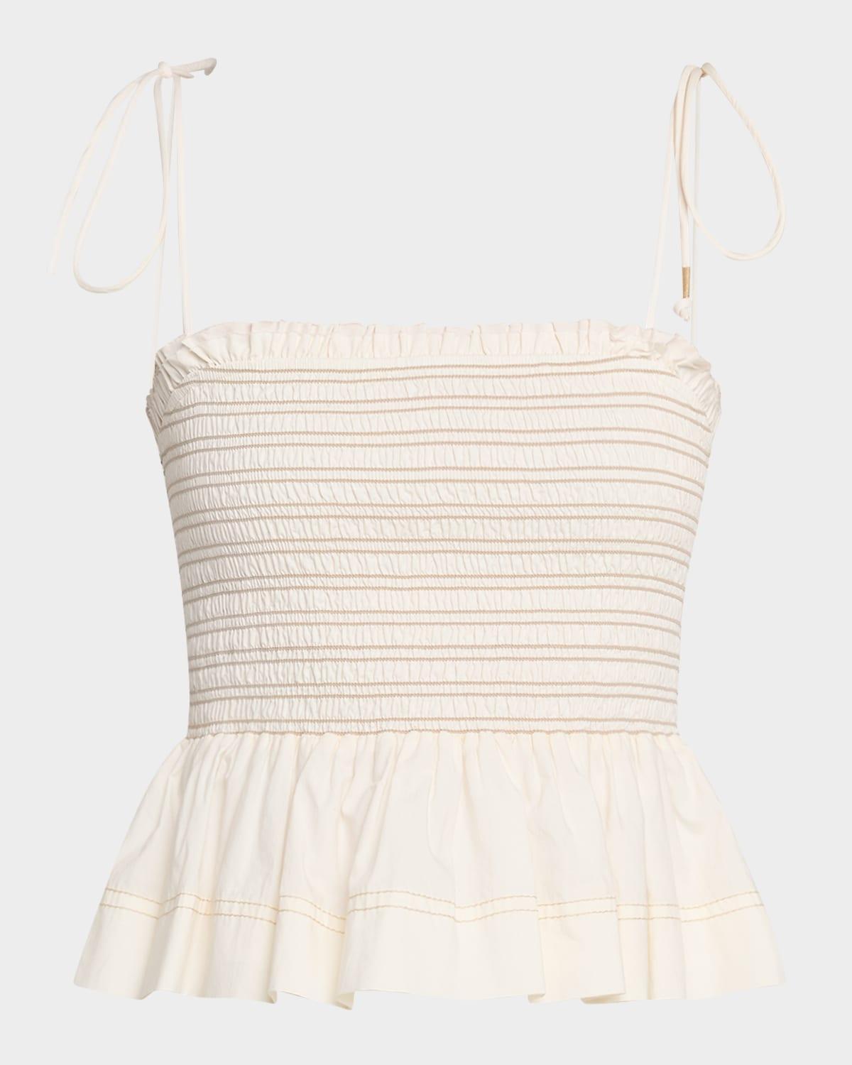 ophelia smocked sleeveless peplum top