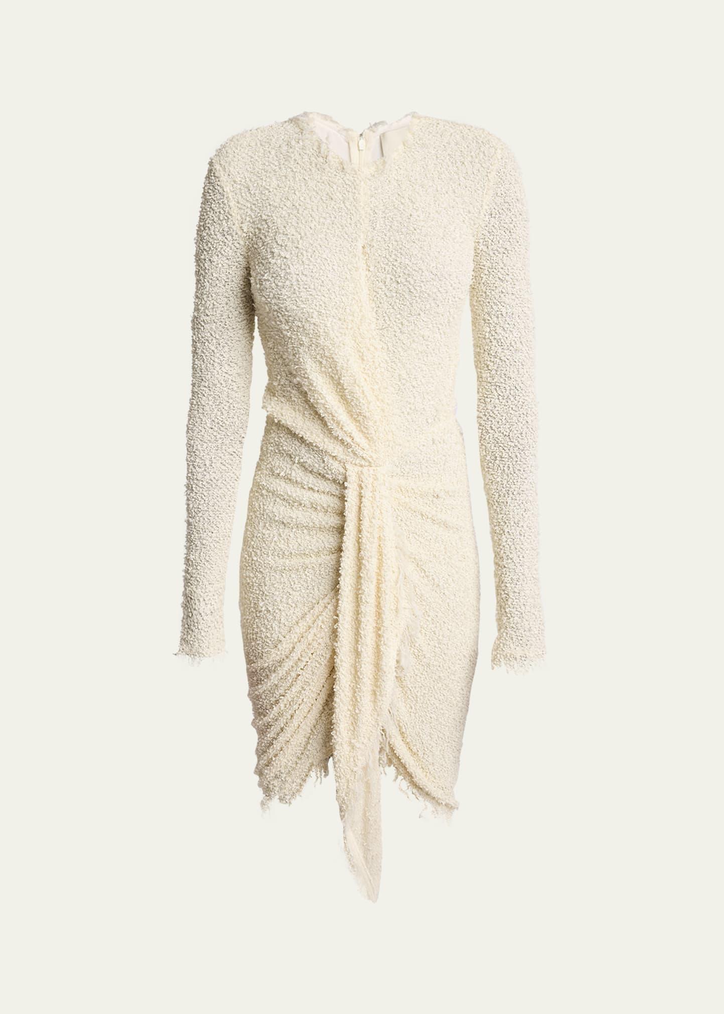 ophelie long-sleeve draped boucle dress