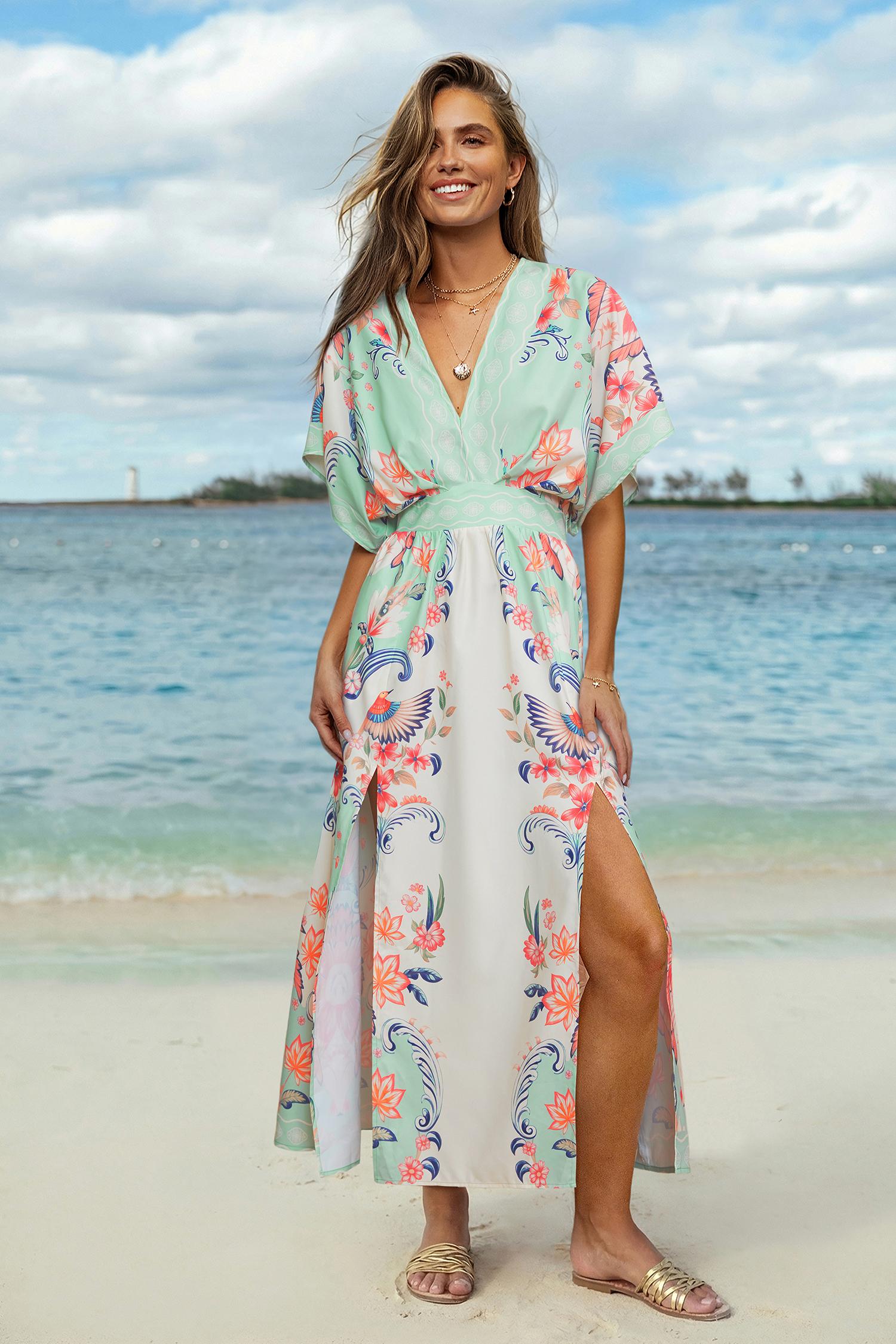 opulence tropical maxi dress - l