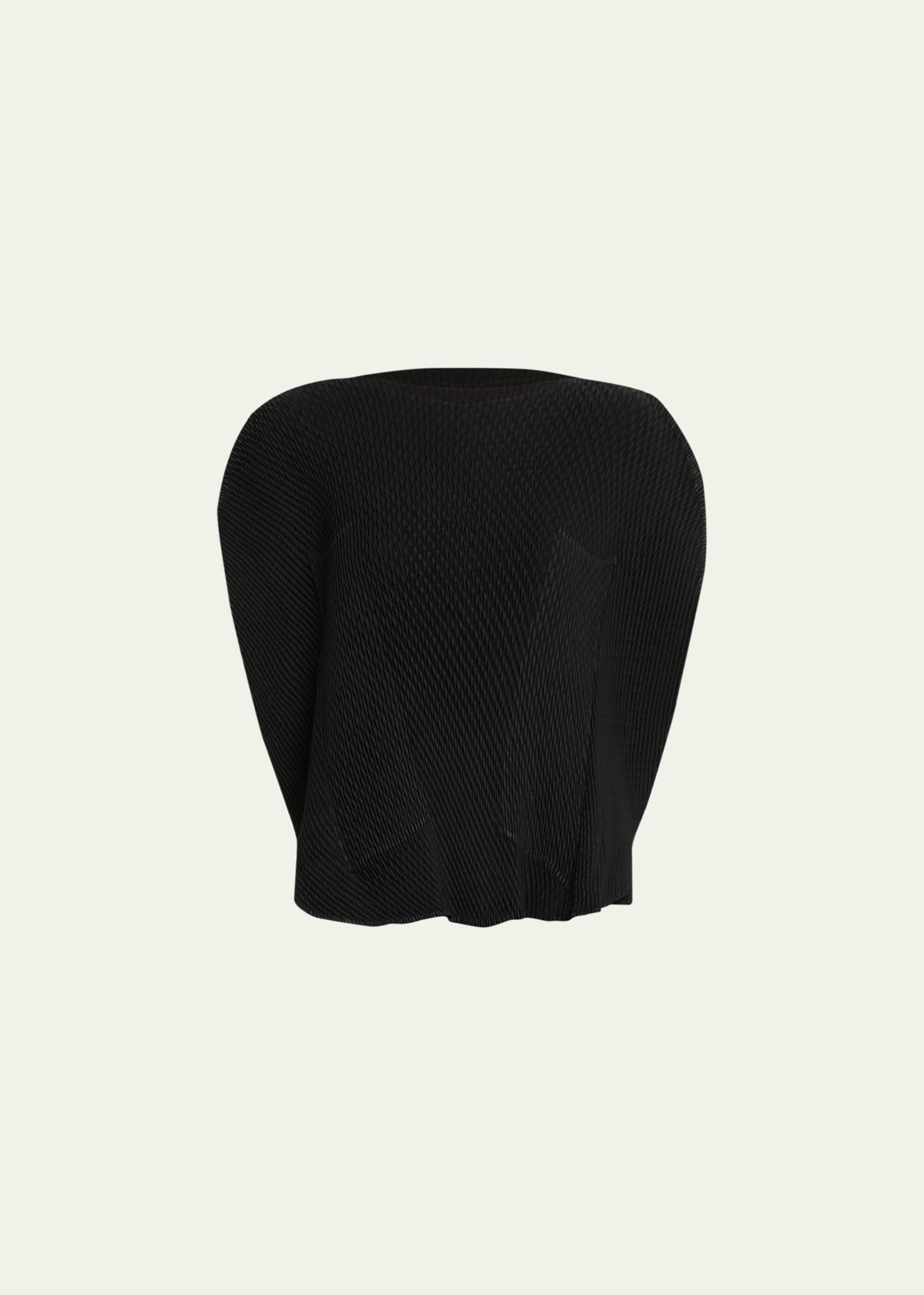 orbicular pleated cap-sleeve top