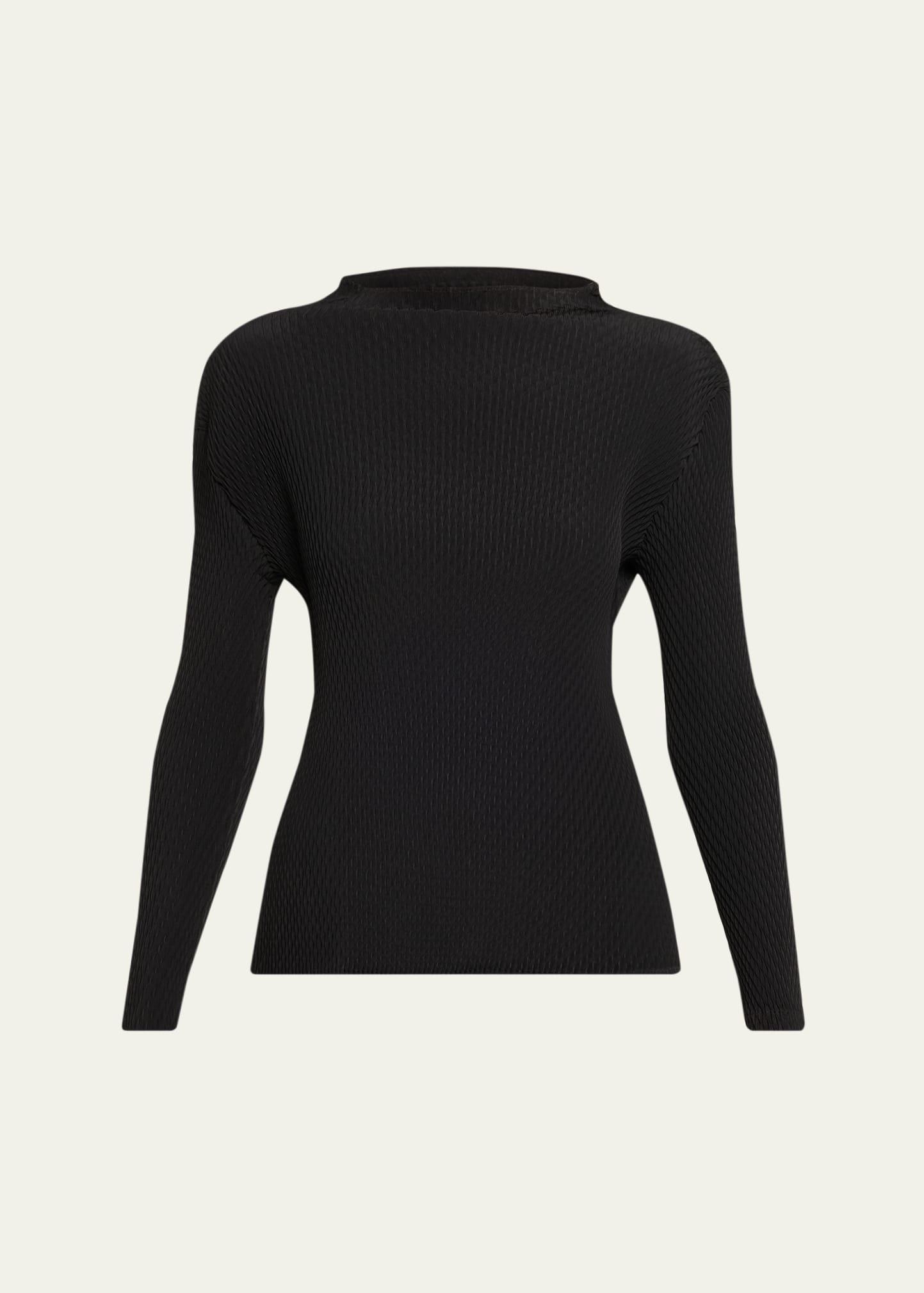 orbicular pleated long-sleeve top