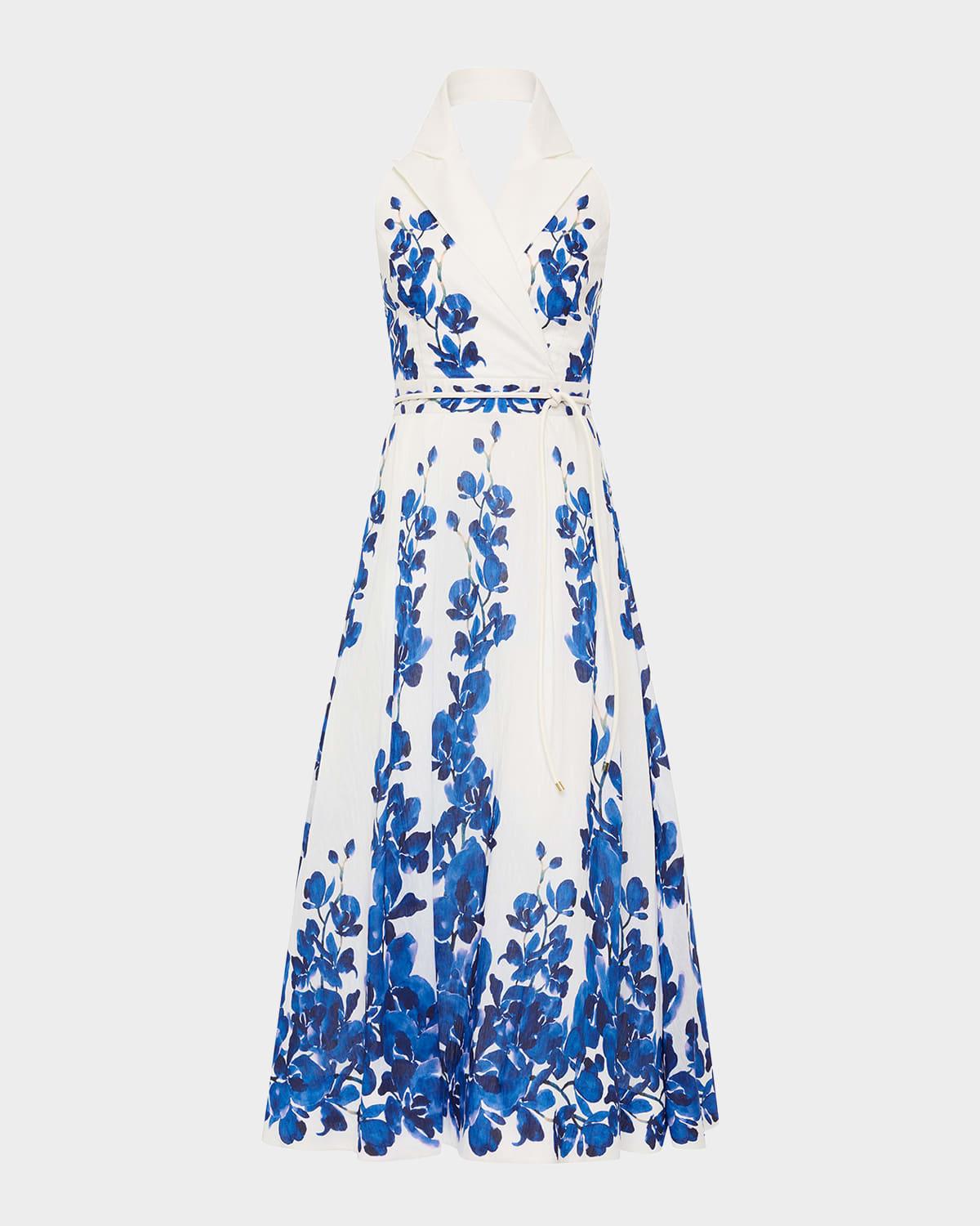 orchid blues pleated floral-print midi dress