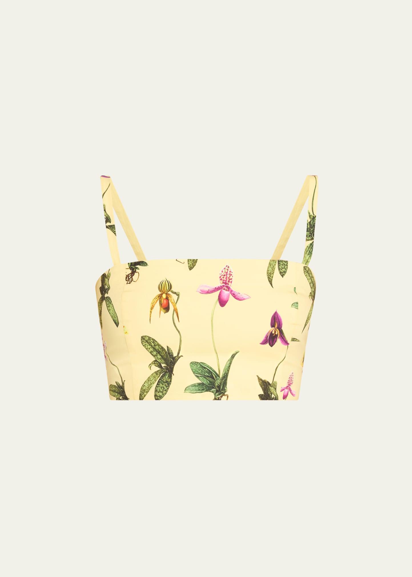 orchid print poplin cropped tank