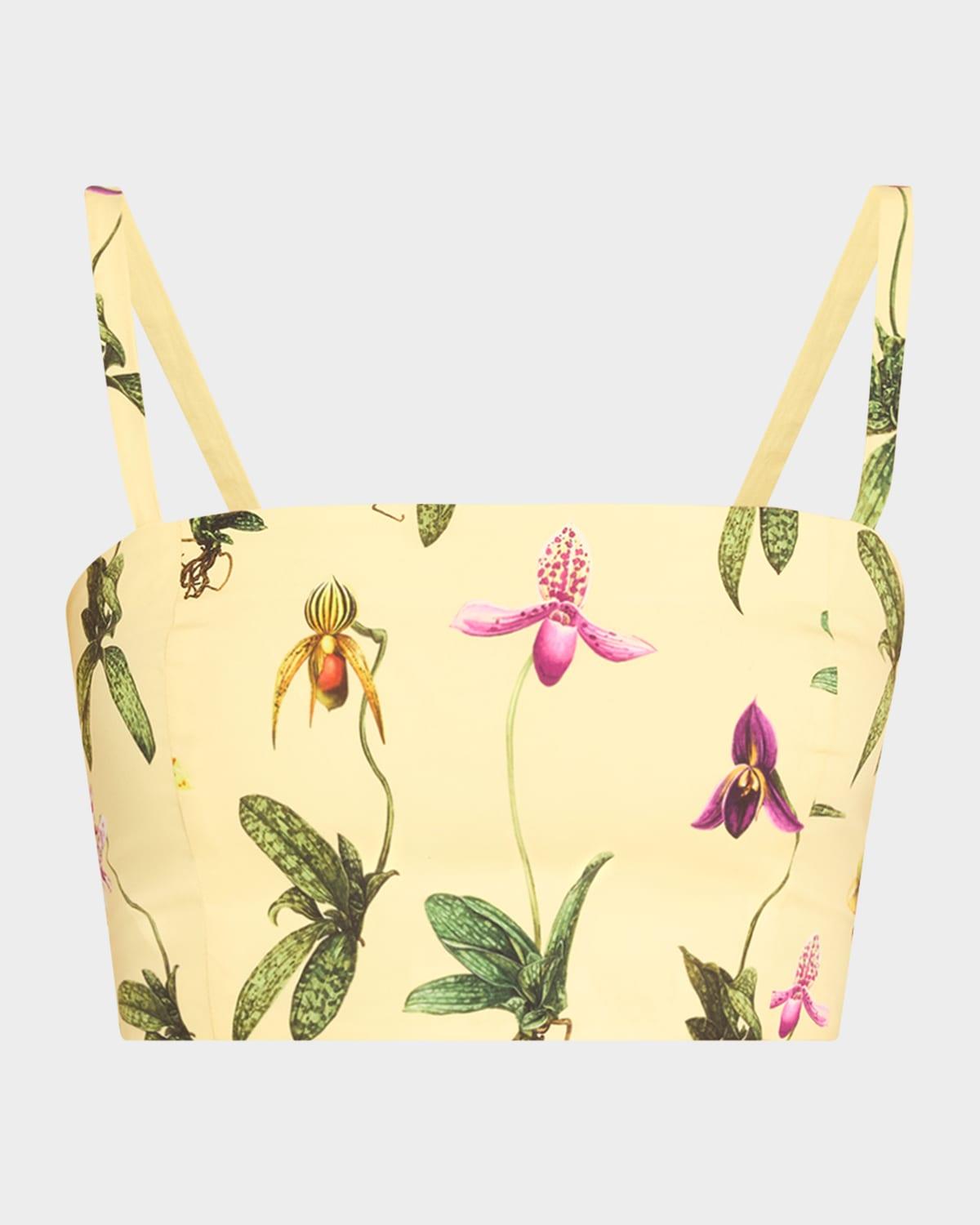 orchid print poplin cropped tank