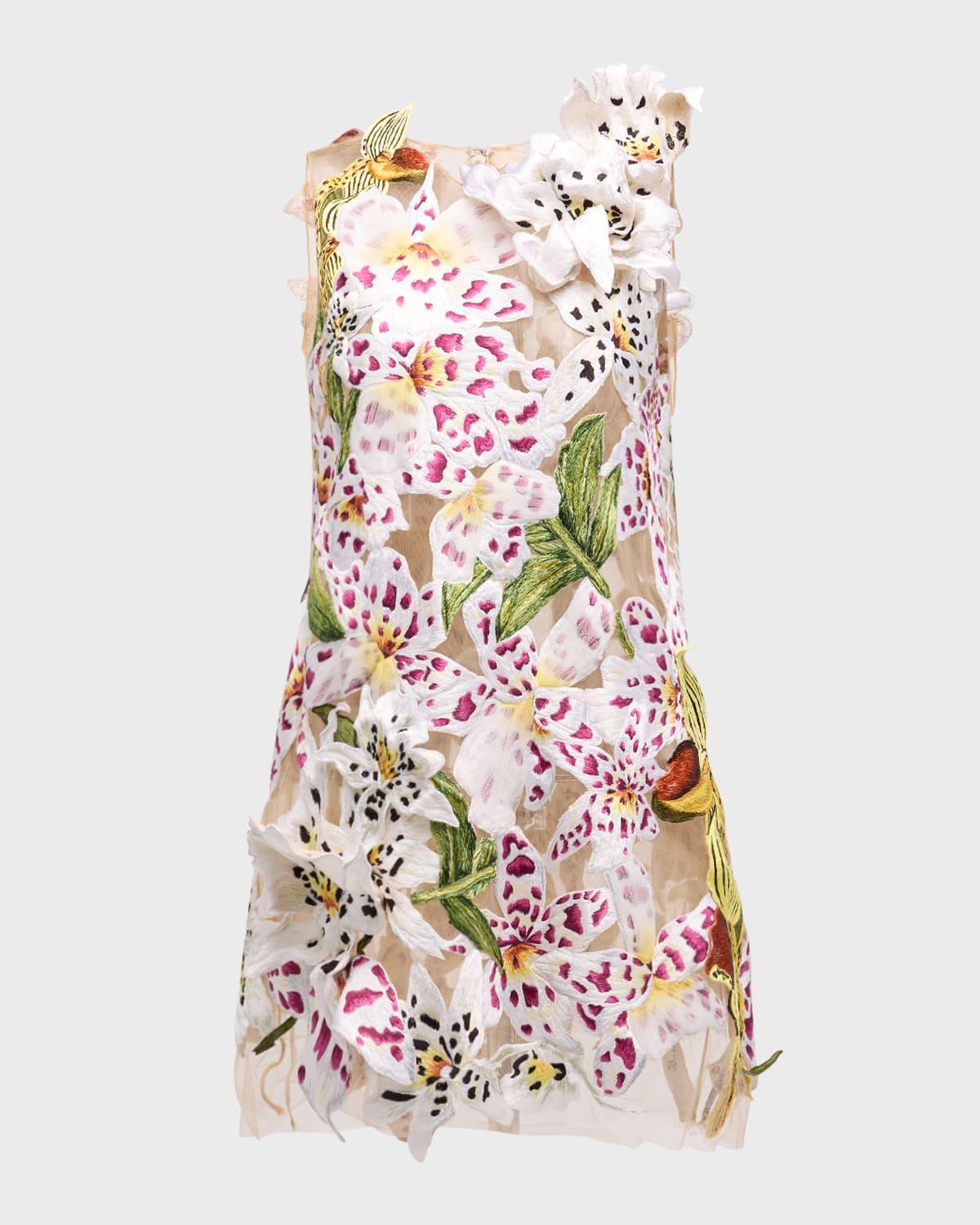 orchid threadwork mini shift dress