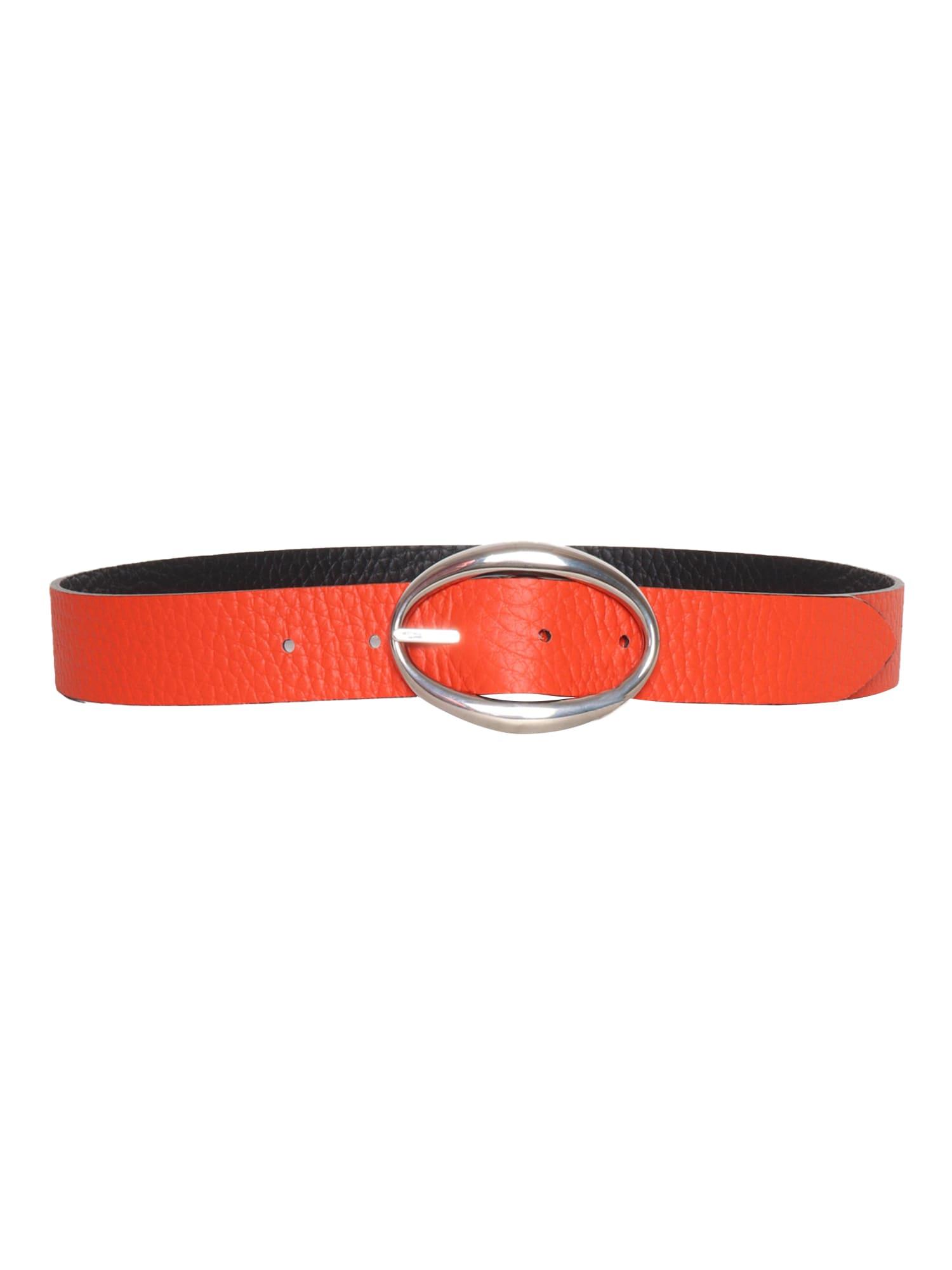 orciani red smooth leather belt
