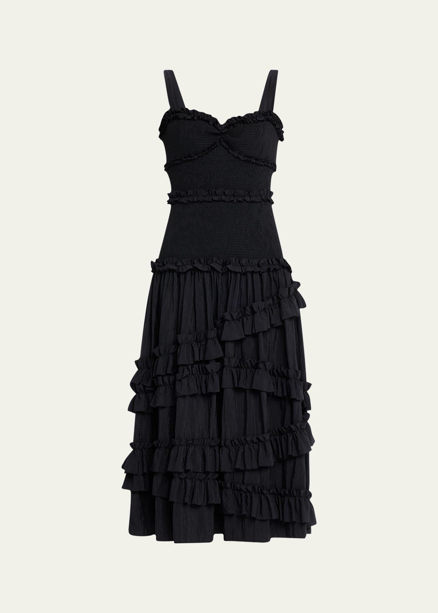 ordina sleeveless ruffle midi dress