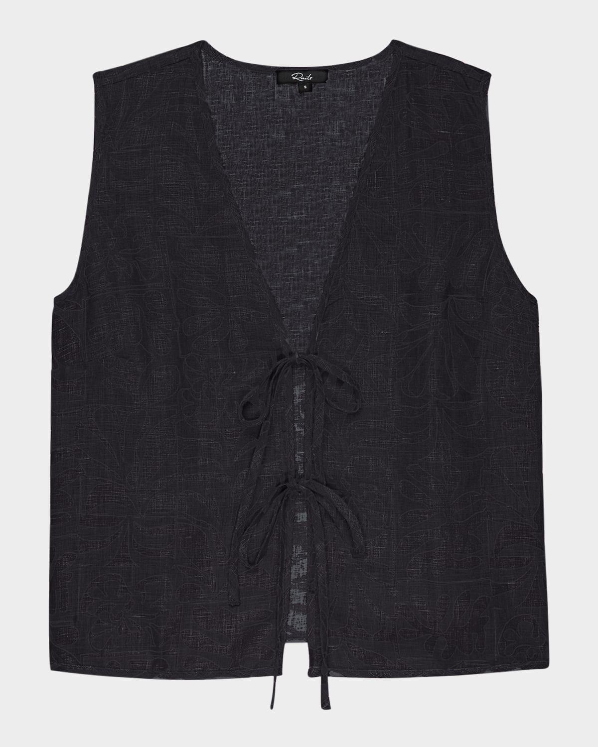 oregon linen tie-front top