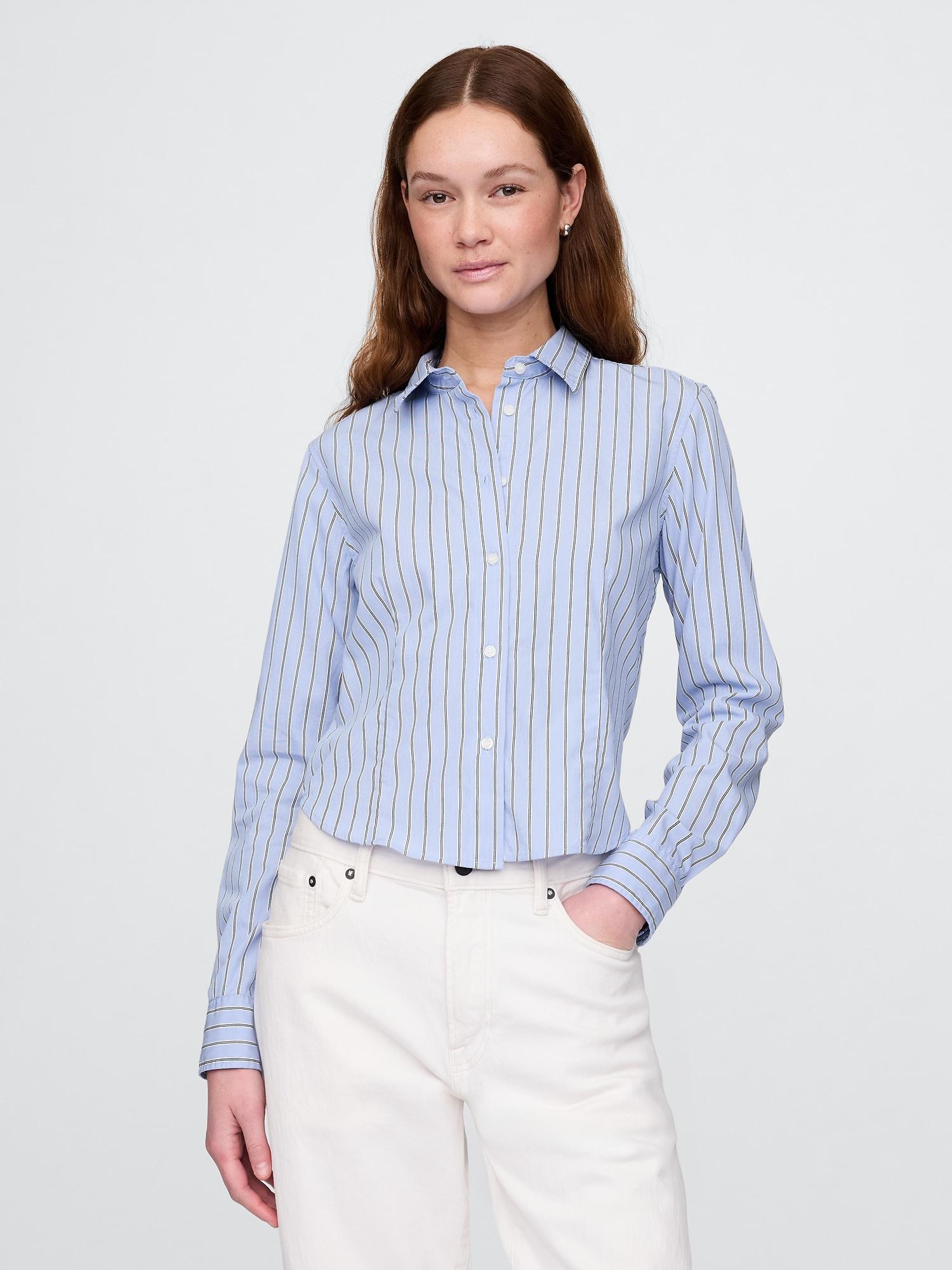 organic cotton fitted crop shirt