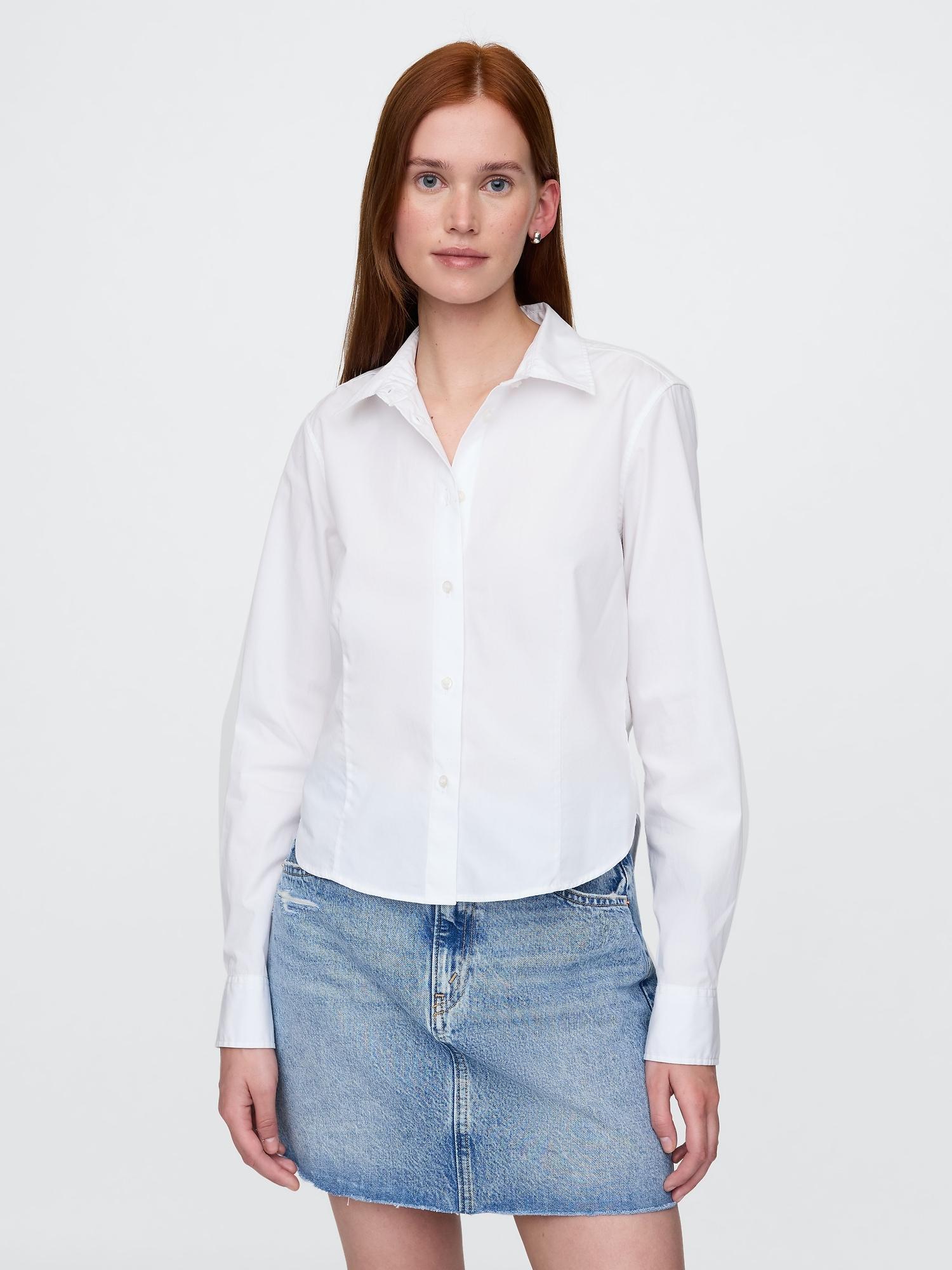 organic cotton fitted crop shirt
