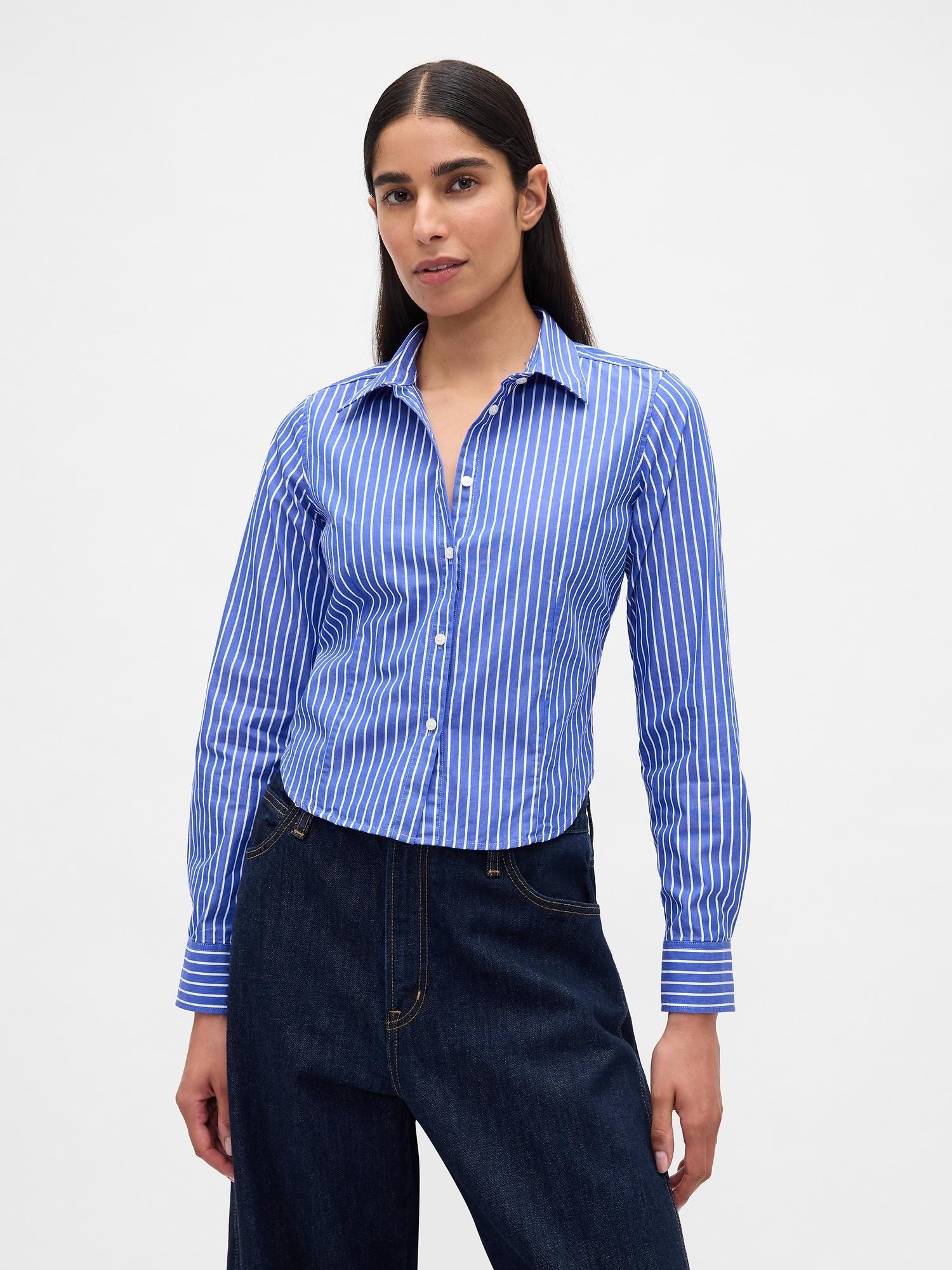 organic cotton fitted crop shirt