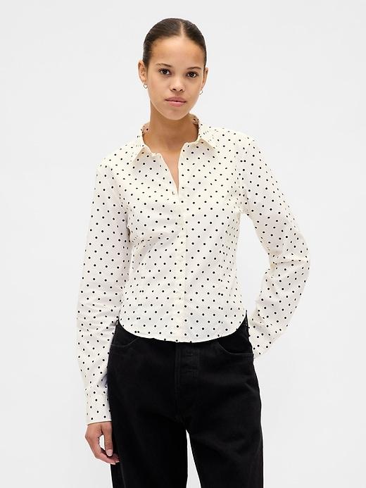 organic cotton fitted crop shirt